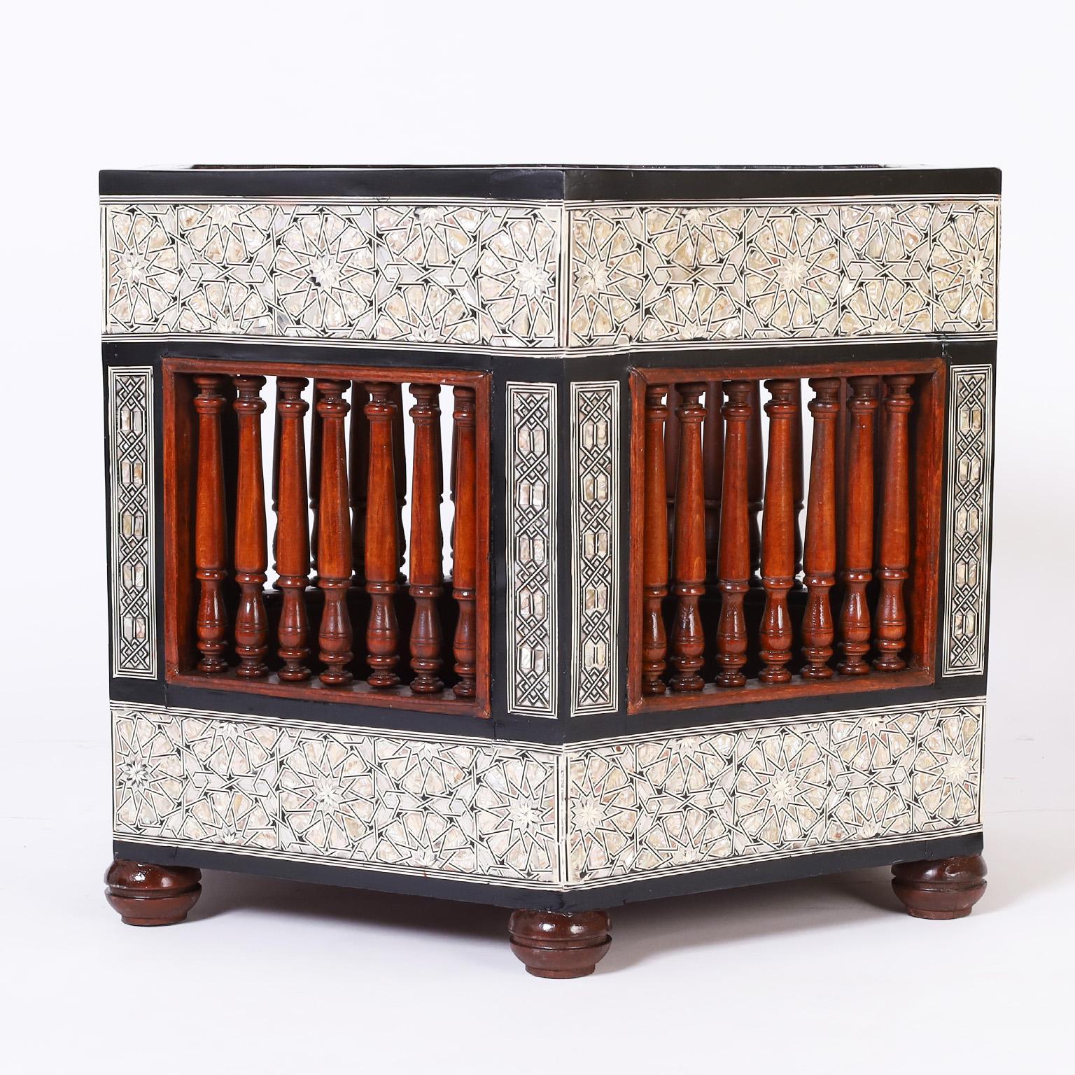 Moorish Pair of Near Eastern Glass Top Inlaid Tables For Sale