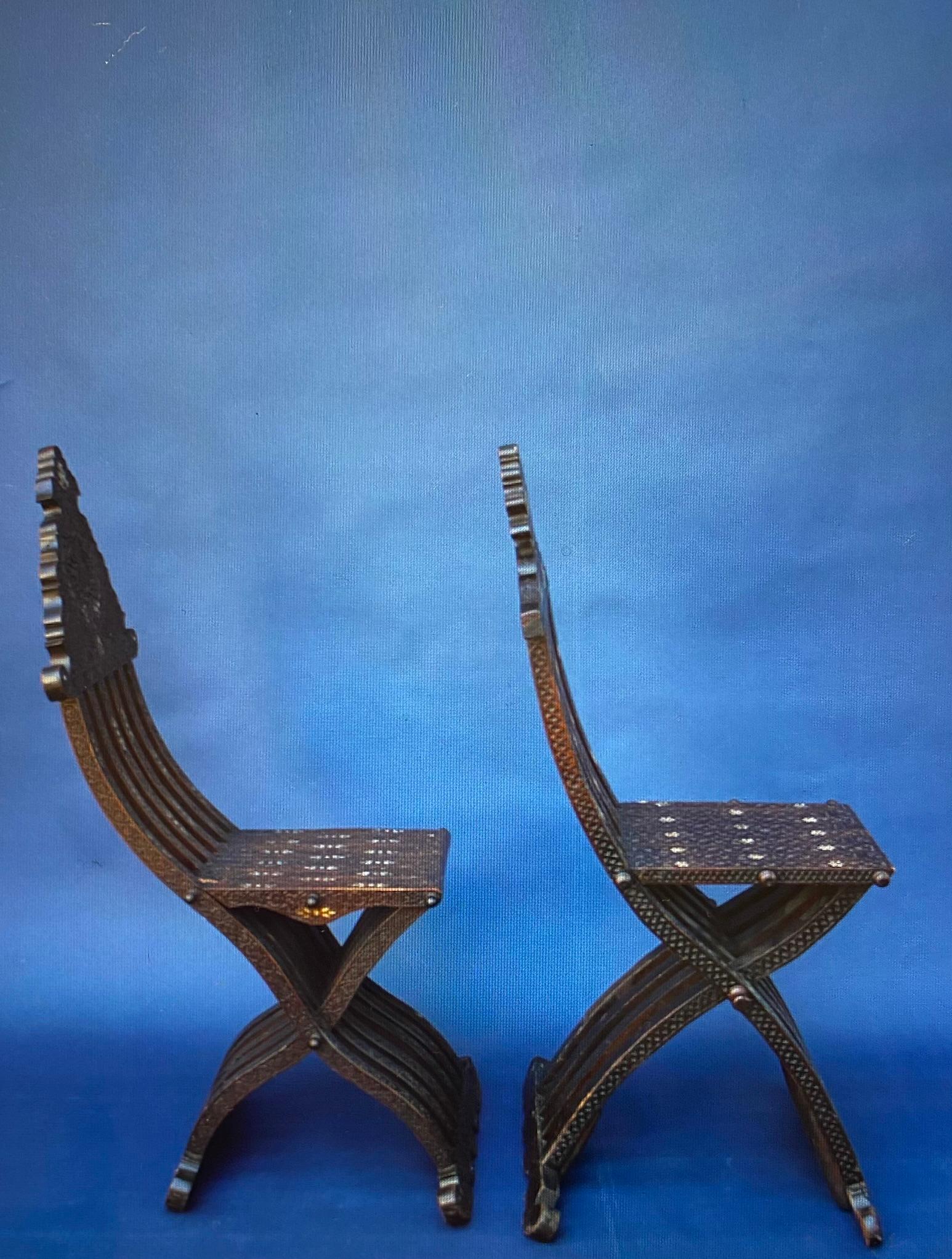 Pair of Near Syrian Scribe Chairs In Good Condition In East Hampton, NY