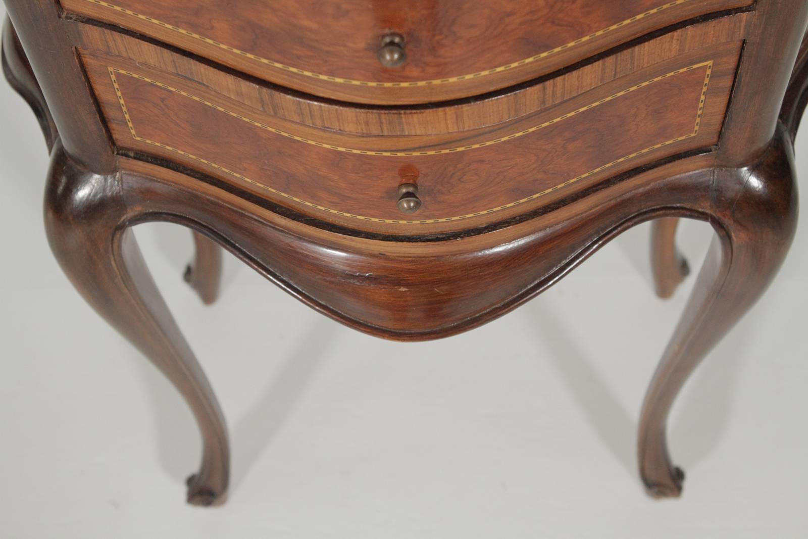 Pair of Nearly Matched Continental Two-Drawer Walnut Side Tables 10