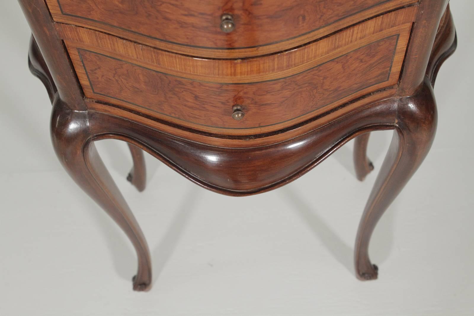 Pair of Nearly Matched Continental Two-Drawer Walnut Side Tables 1