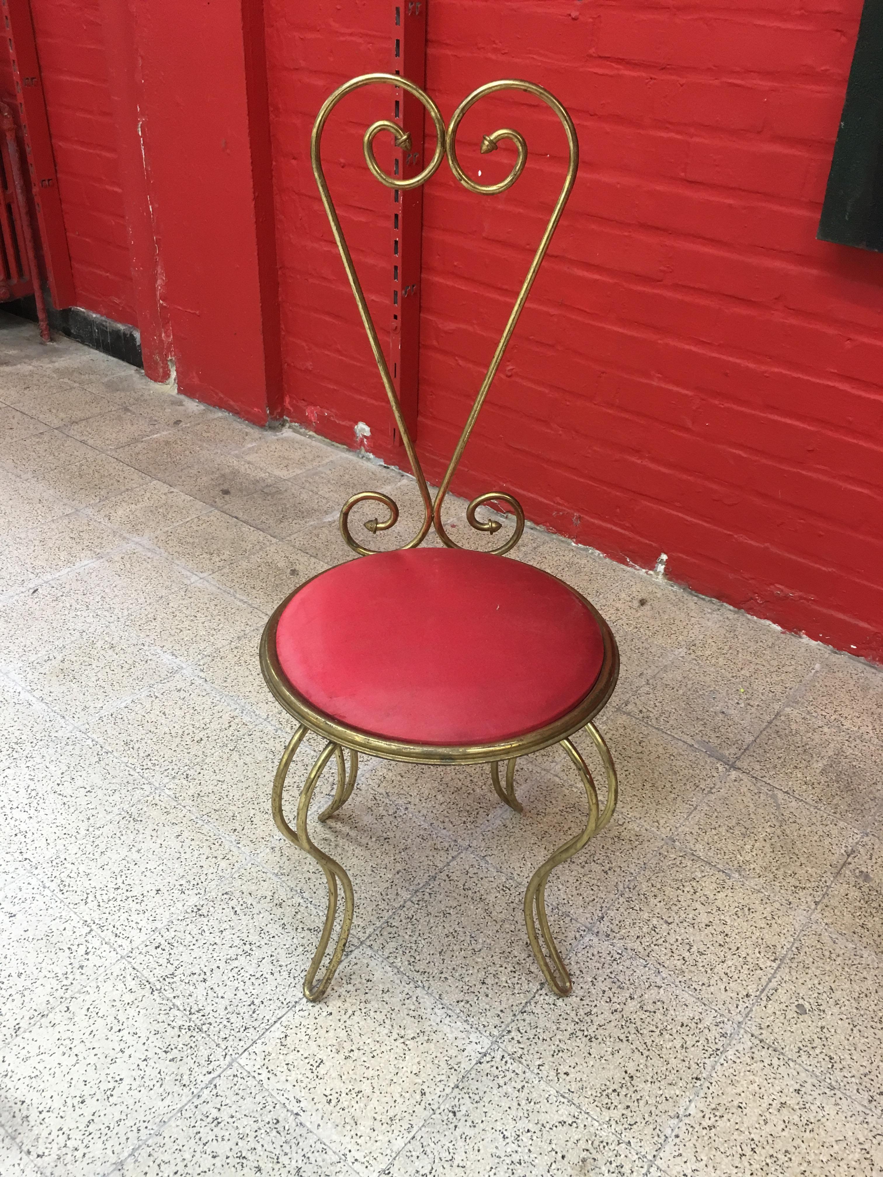 Pair of neoclassic brass chairs, circa 1940-1950.