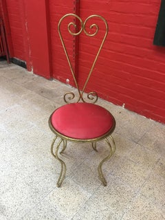 Pair of Neoclassic Brass Chairs, circa 1940-1950