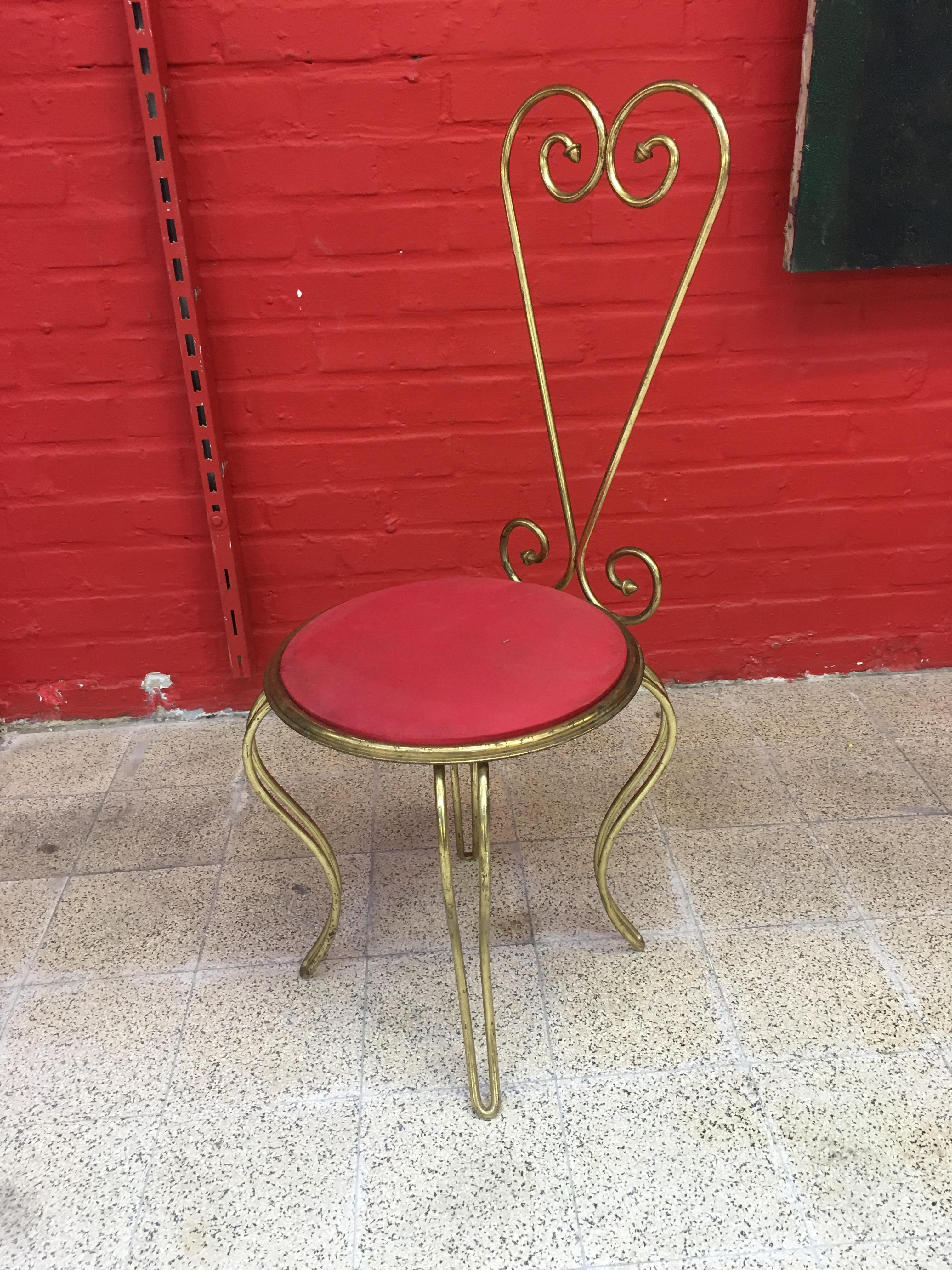 Mid-Century Modern Pair of Neoclassic Brass Chairs, circa 1940-1950 For Sale