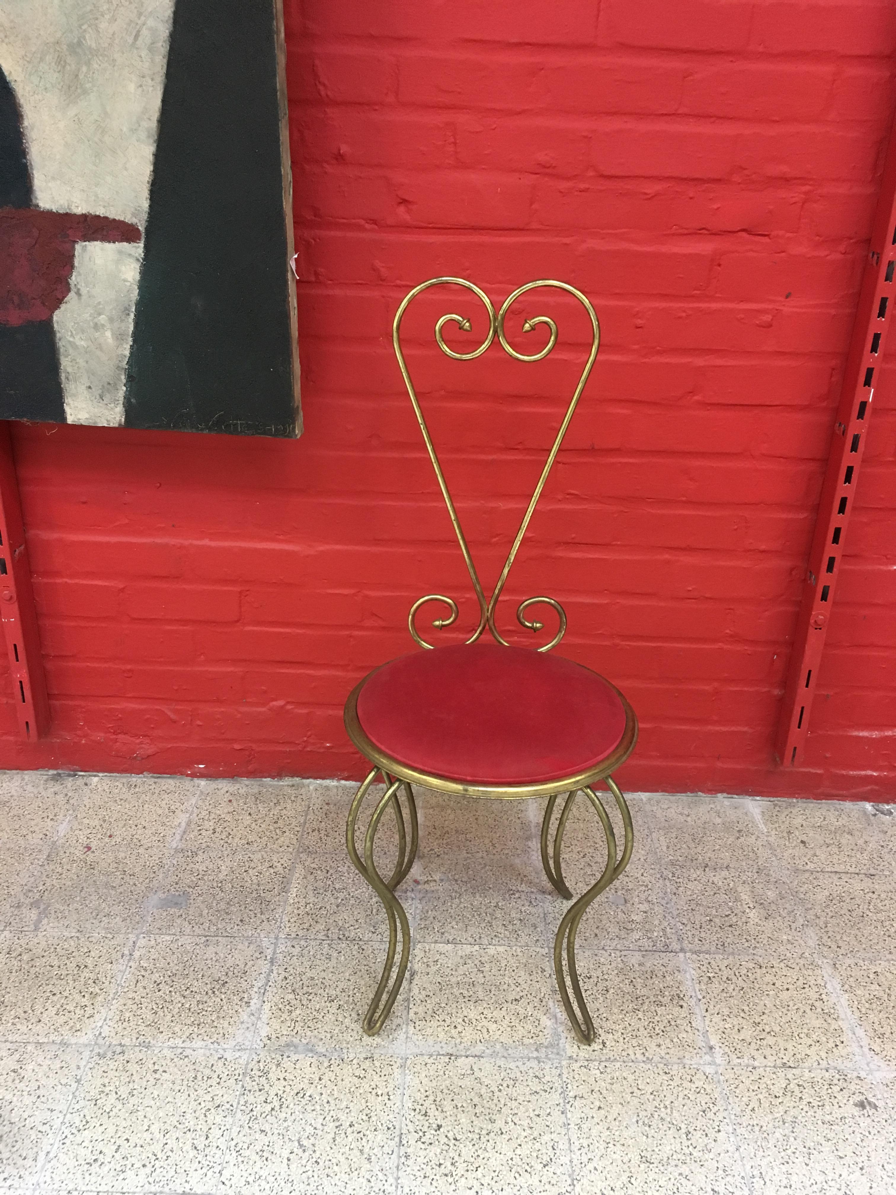 European Pair of Neoclassic Brass Chairs, circa 1940-1950 For Sale