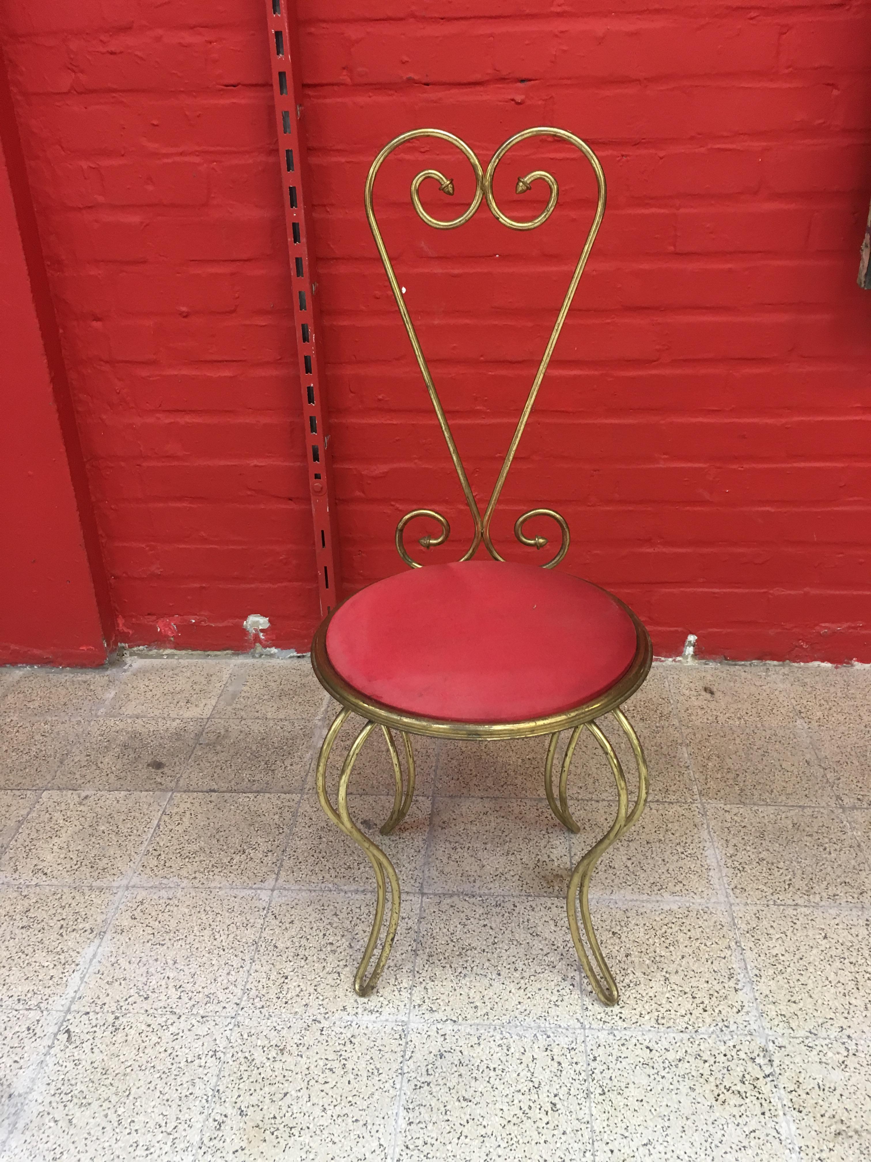 Mid-20th Century Pair of Neoclassic Brass Chairs, circa 1940-1950 For Sale