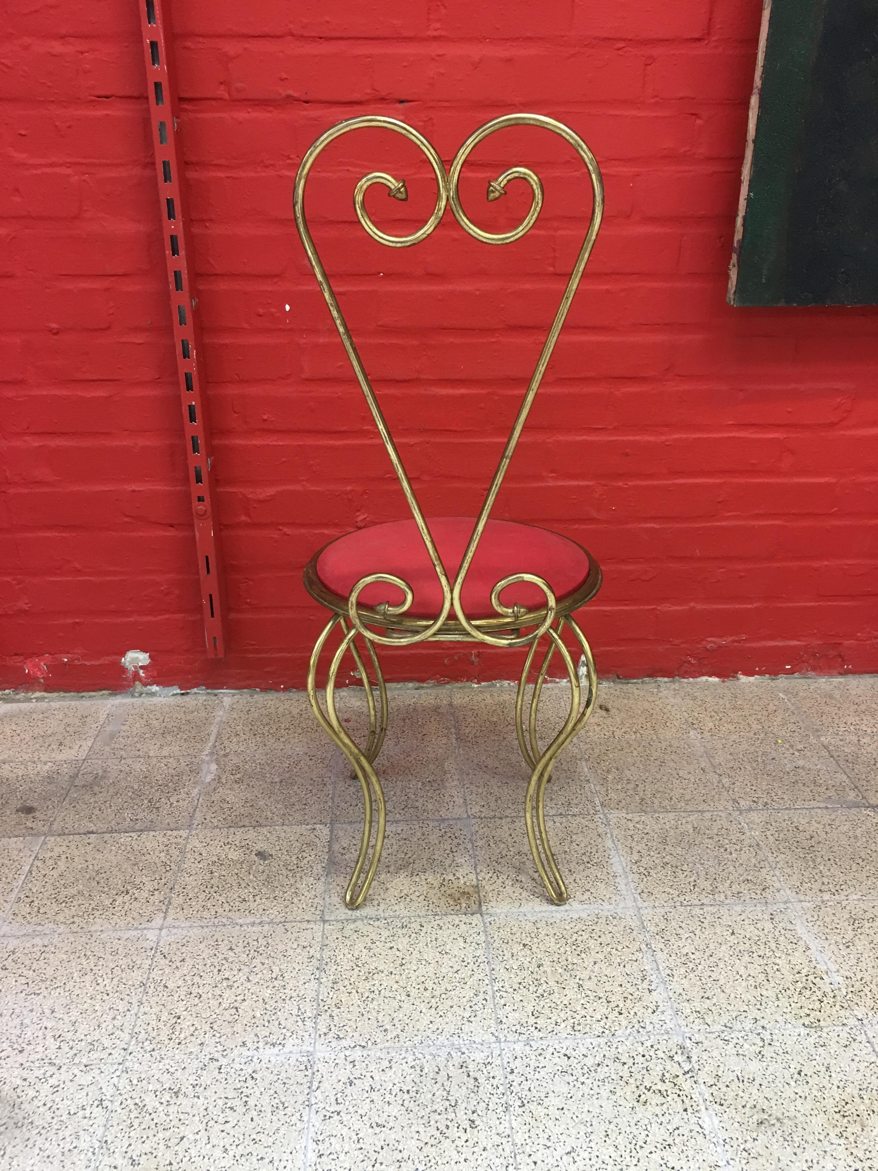 Pair of Neoclassic Brass Chairs, circa 1940-1950 For Sale 2