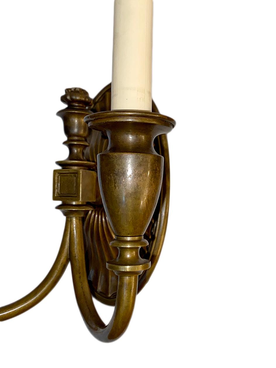 Pair of Neoclassic Bronze Sconces In Good Condition In New York, NY