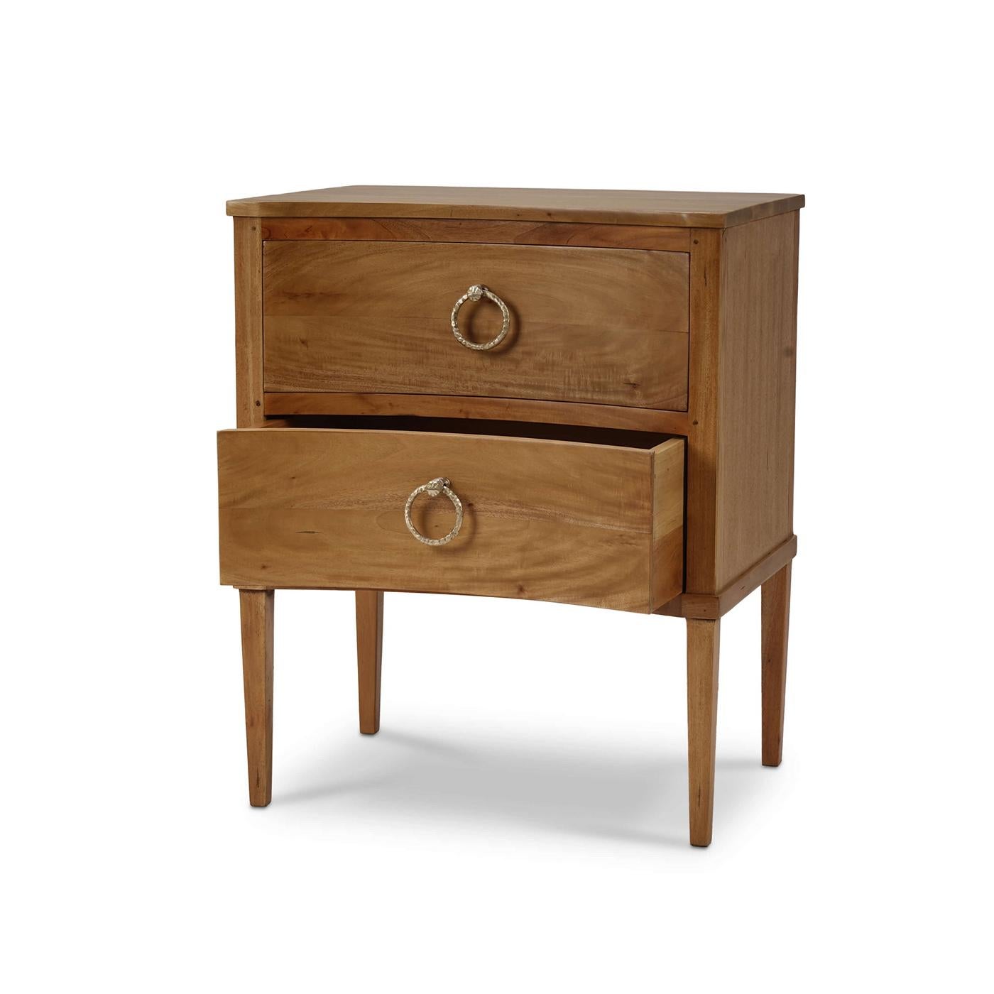 Indonesian Pair of Neo Classic Incurved Nightstands For Sale