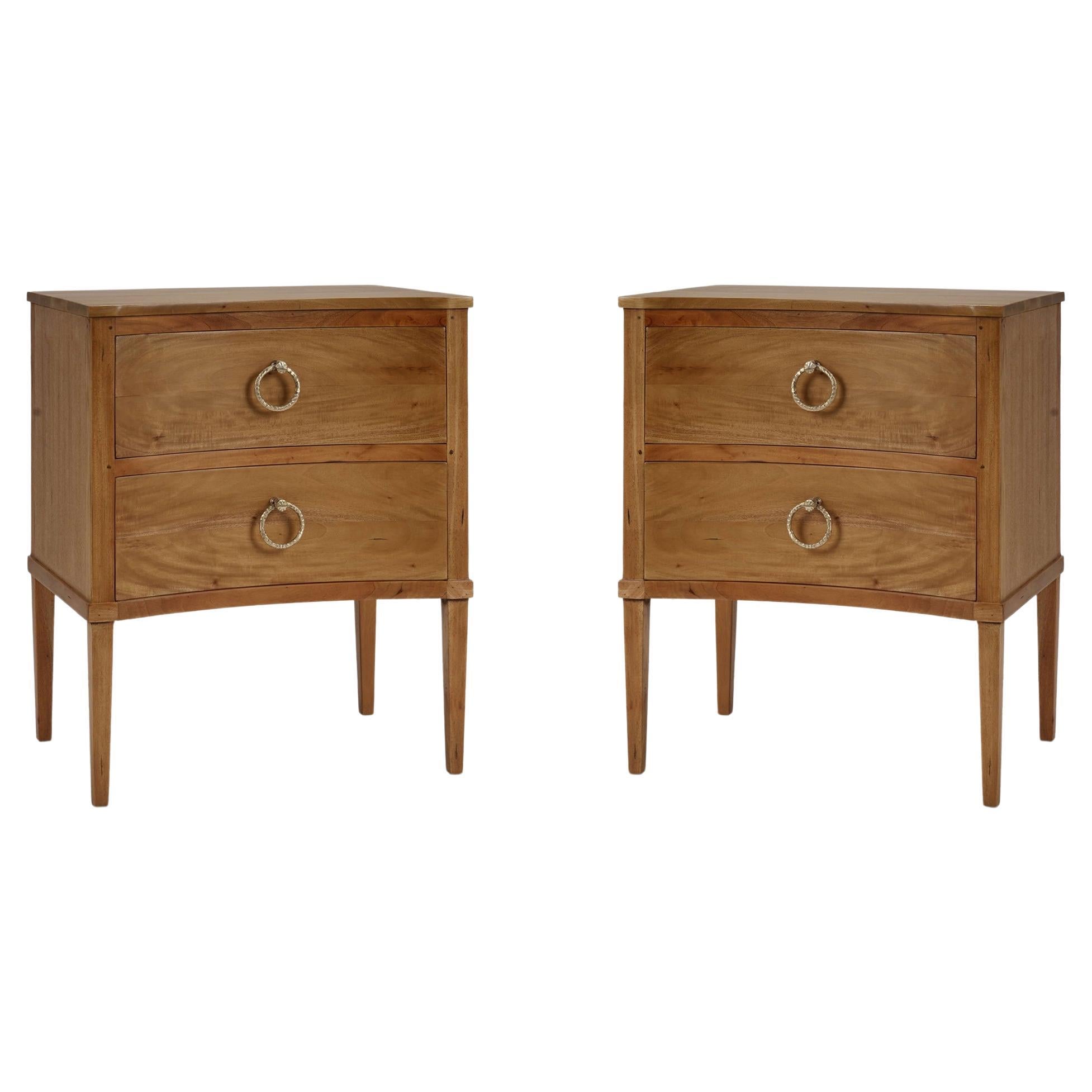 Pair of Neo Classic Incurved Nightstands For Sale