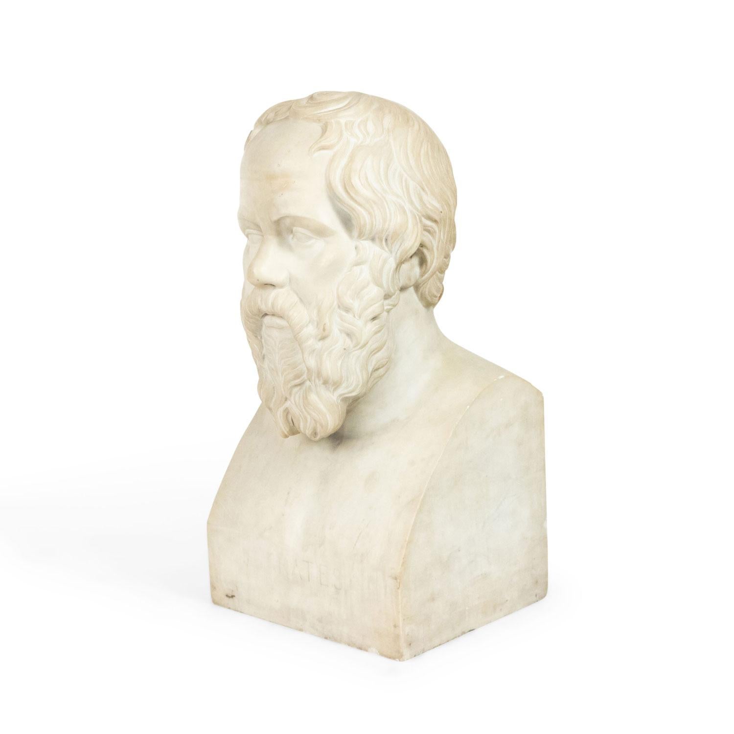 Pair of Neo-classic Marble Diogenes & Socrates Busts im Angebot 7