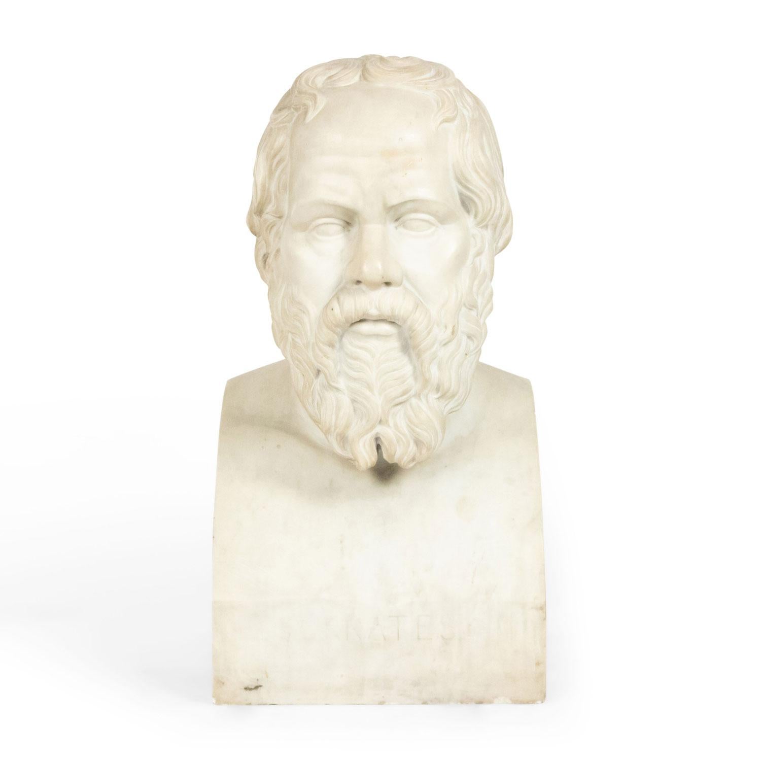 Pair of Neo-classic Marble Diogenes & Socrates Busts im Angebot 8