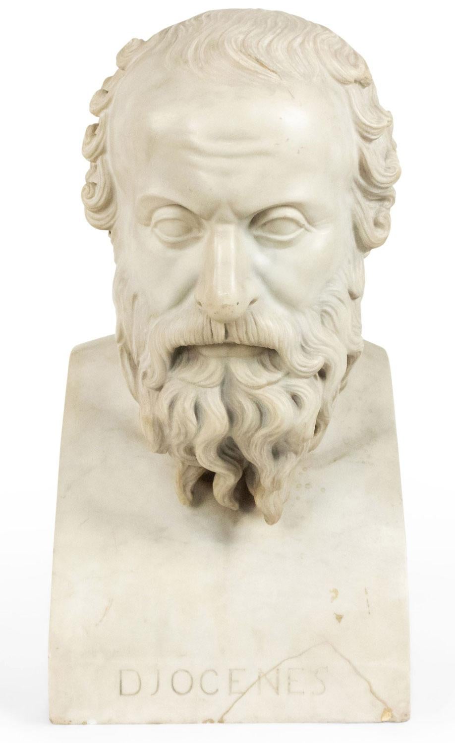 Pair of Neo-classic Marble Diogenes & Socrates Busts im Angebot 2