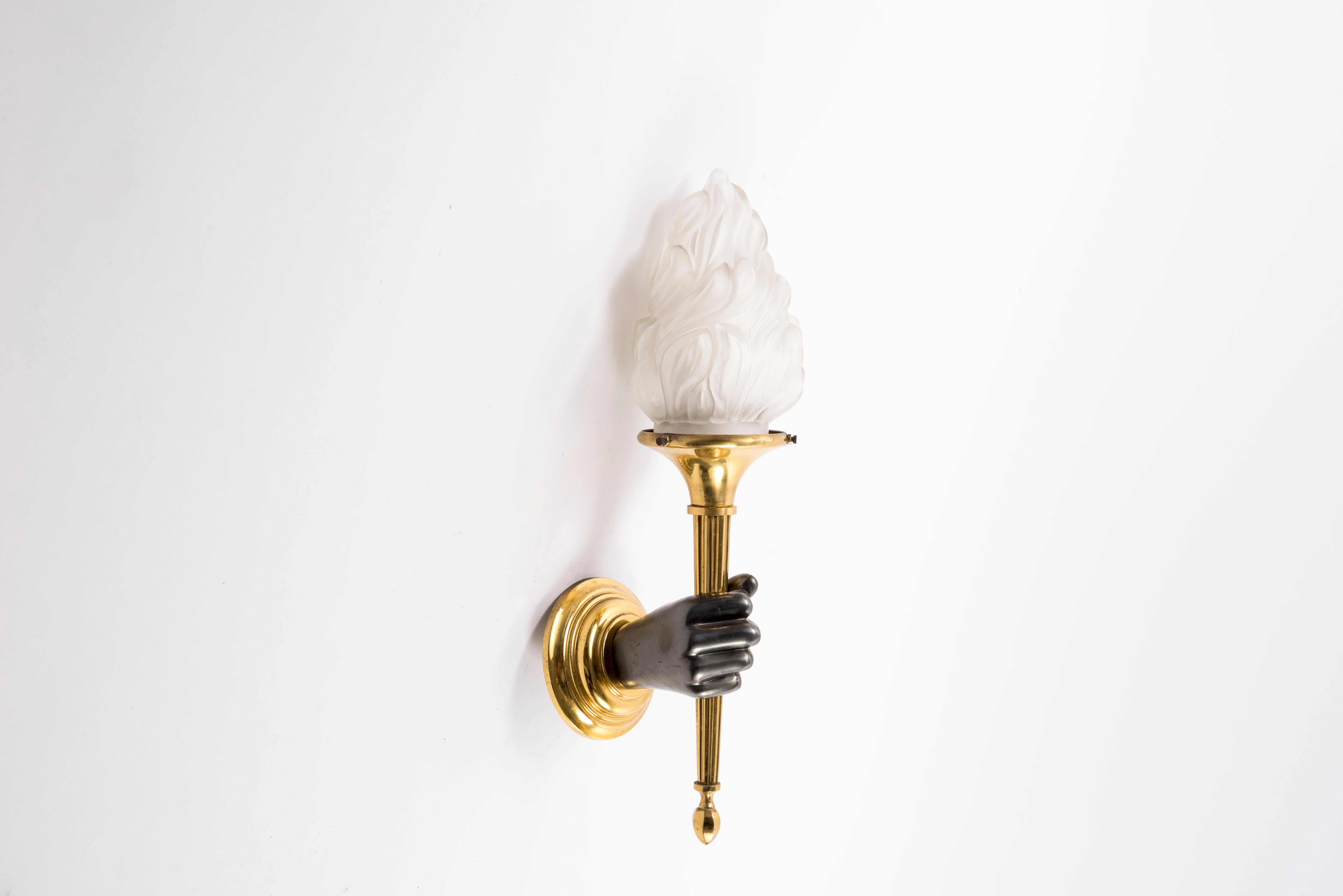 Mid-20th Century Pair of Neo-Classic Sconces in the Style of Maison Jansen For Sale