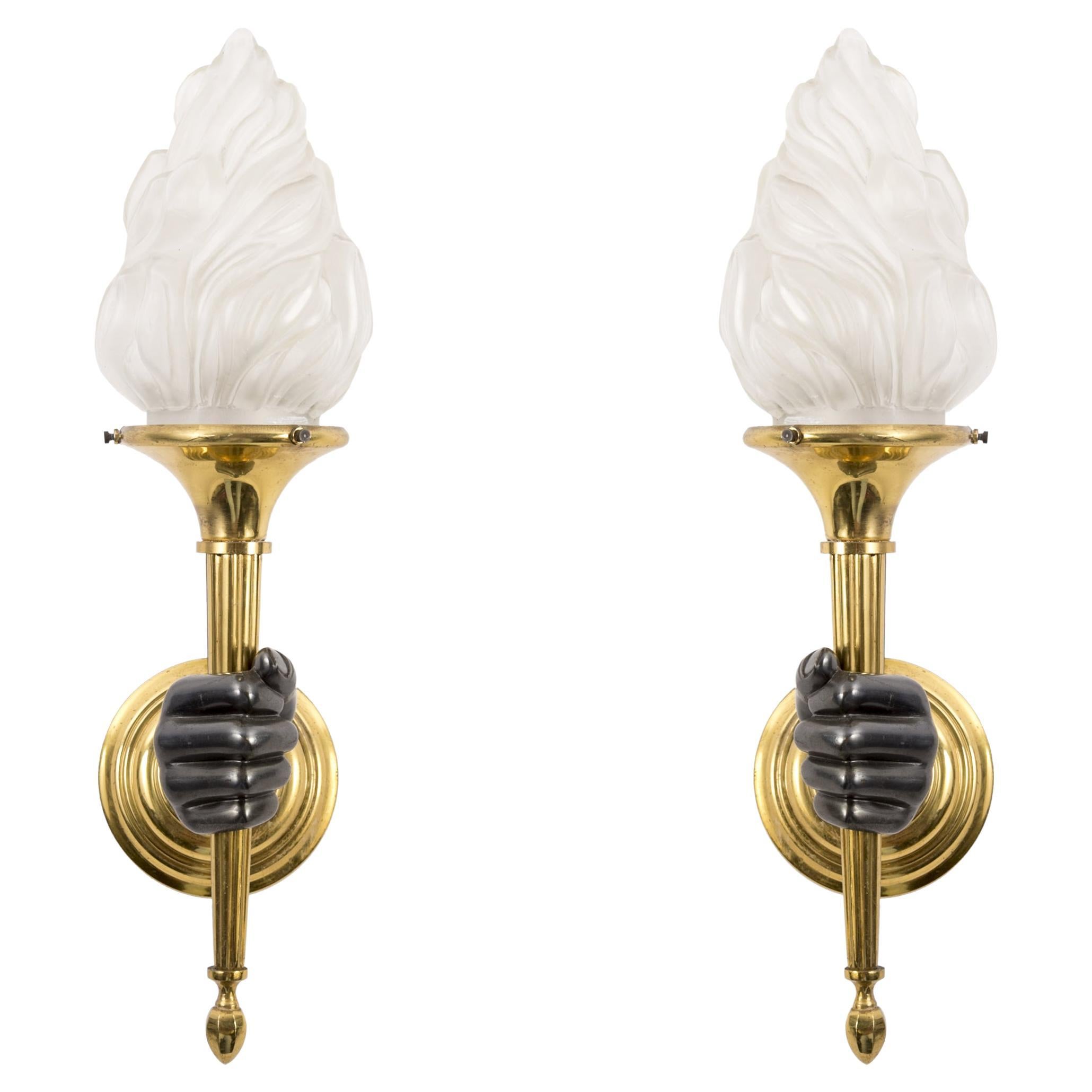 Pair of Neo-Classic Sconces in the Style of Maison Jansen For Sale