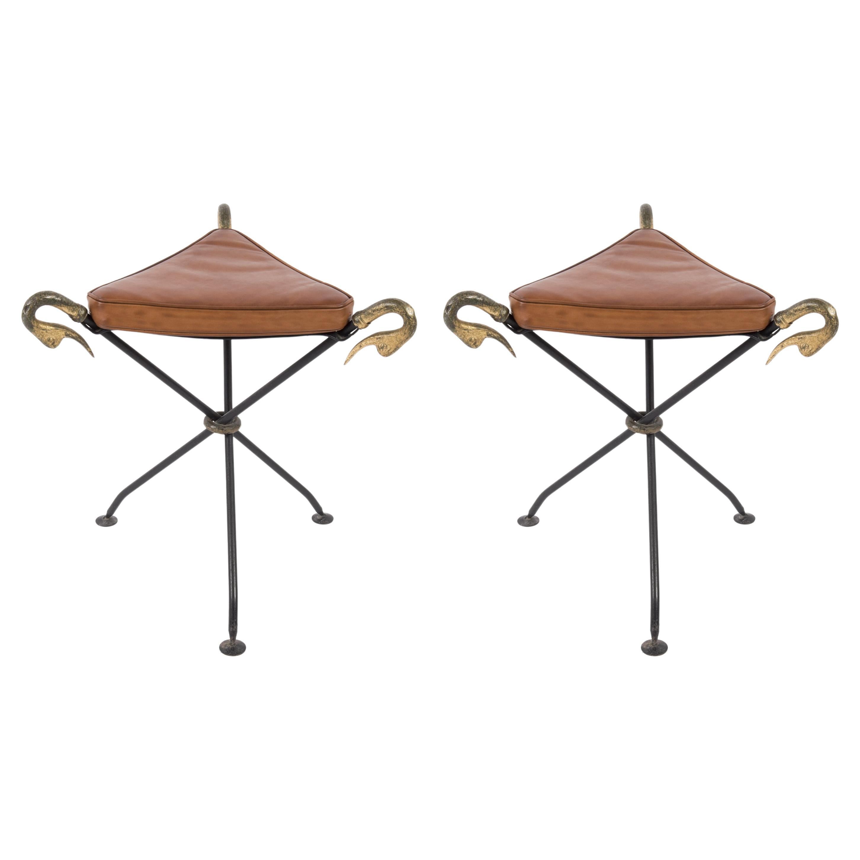 Pair of Neo-Classic Stools Attributed to Maison Jansen For Sale