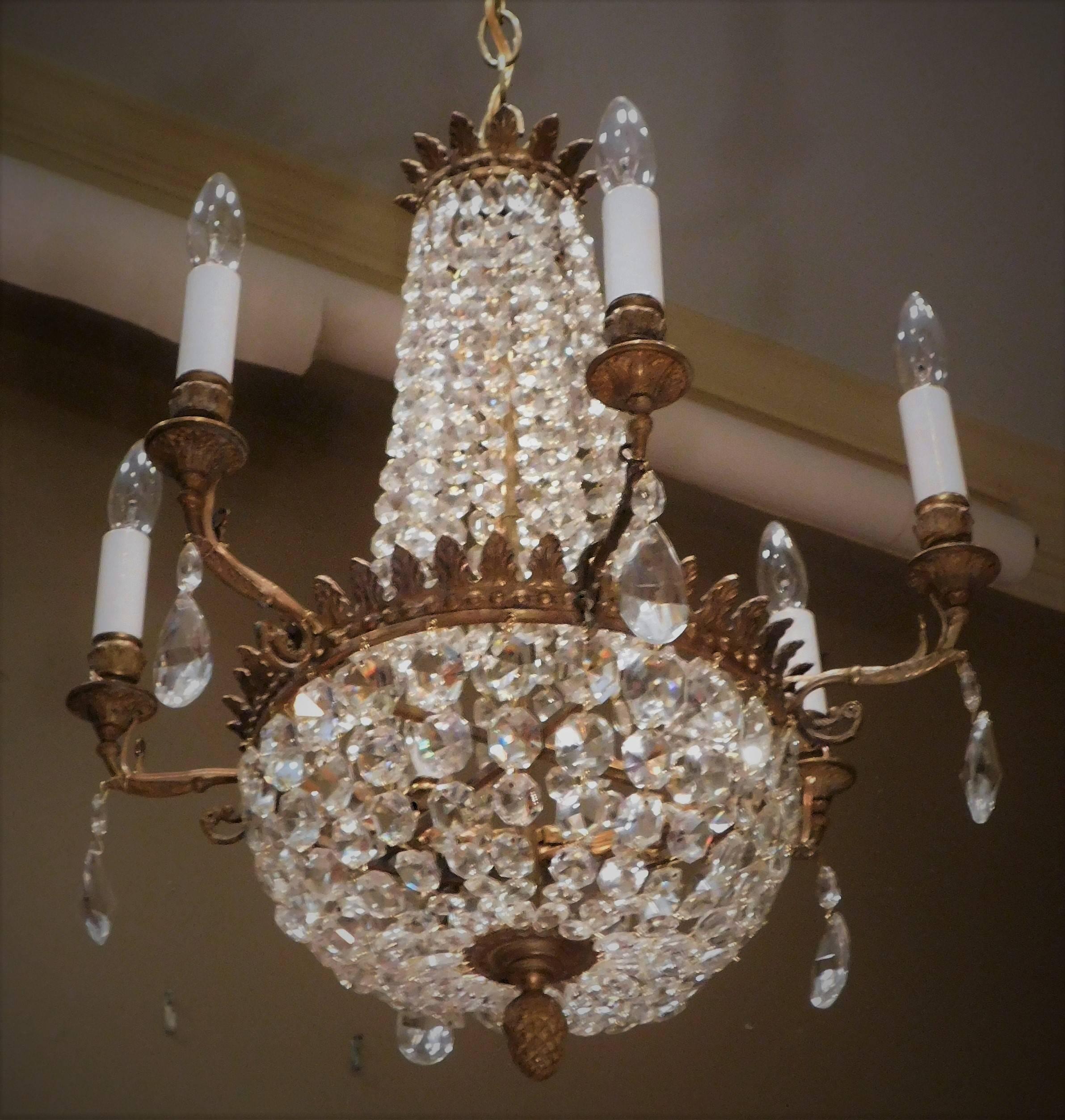 Neoclassical Pair of Neo-Classic Style Six-Light Bronze Chandeliers, France, circa 1890