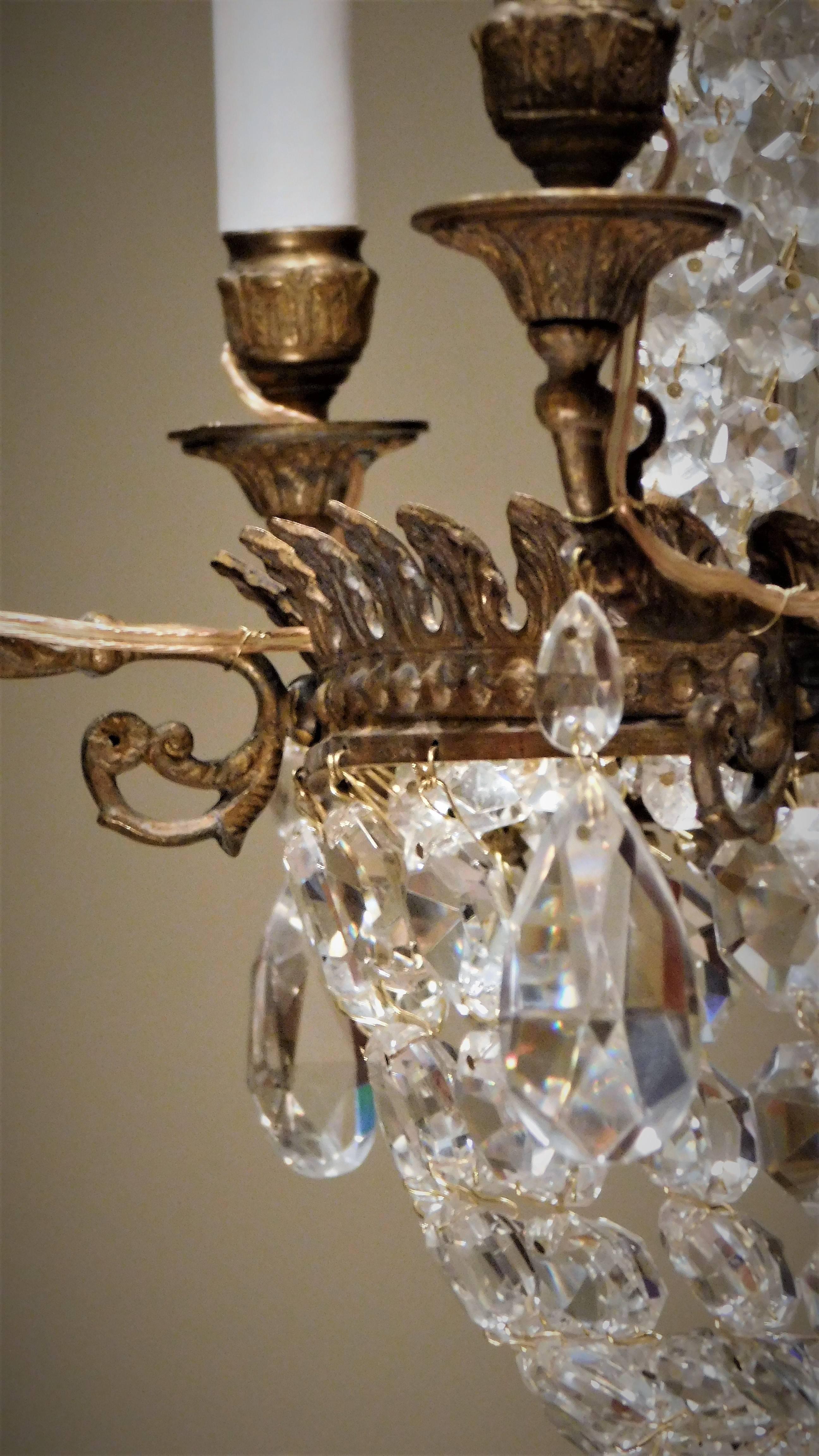 19th Century Pair of Neo-Classic Style Six-Light Bronze Chandeliers, France, circa 1890