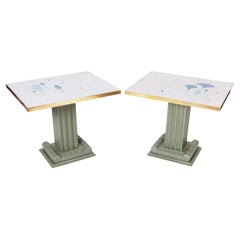 Pair of Neo Classic Tile Top Tables or Stands