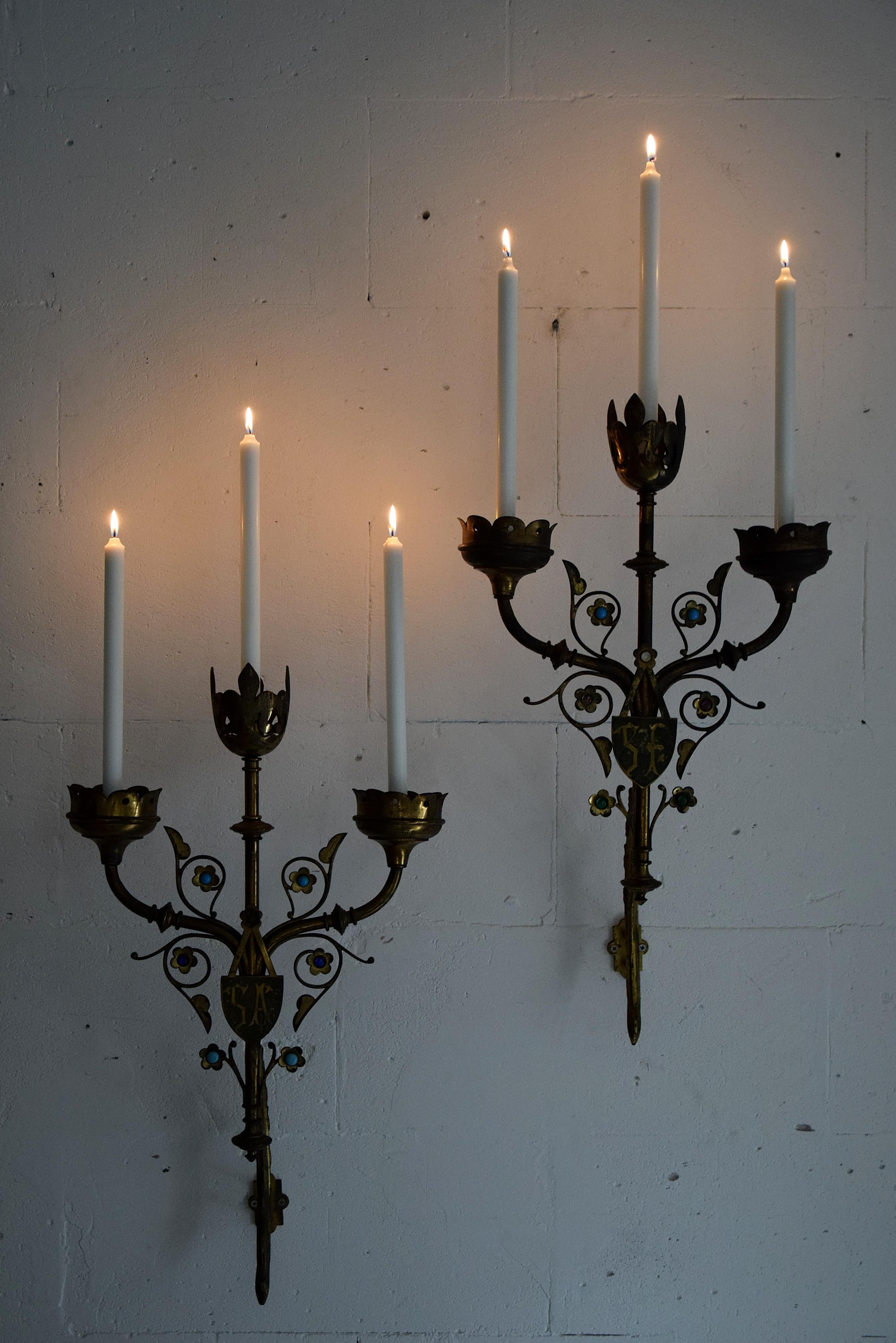 Late 19th Century Pair of Neoclassical 19th Century Wall Candleholders For Sale