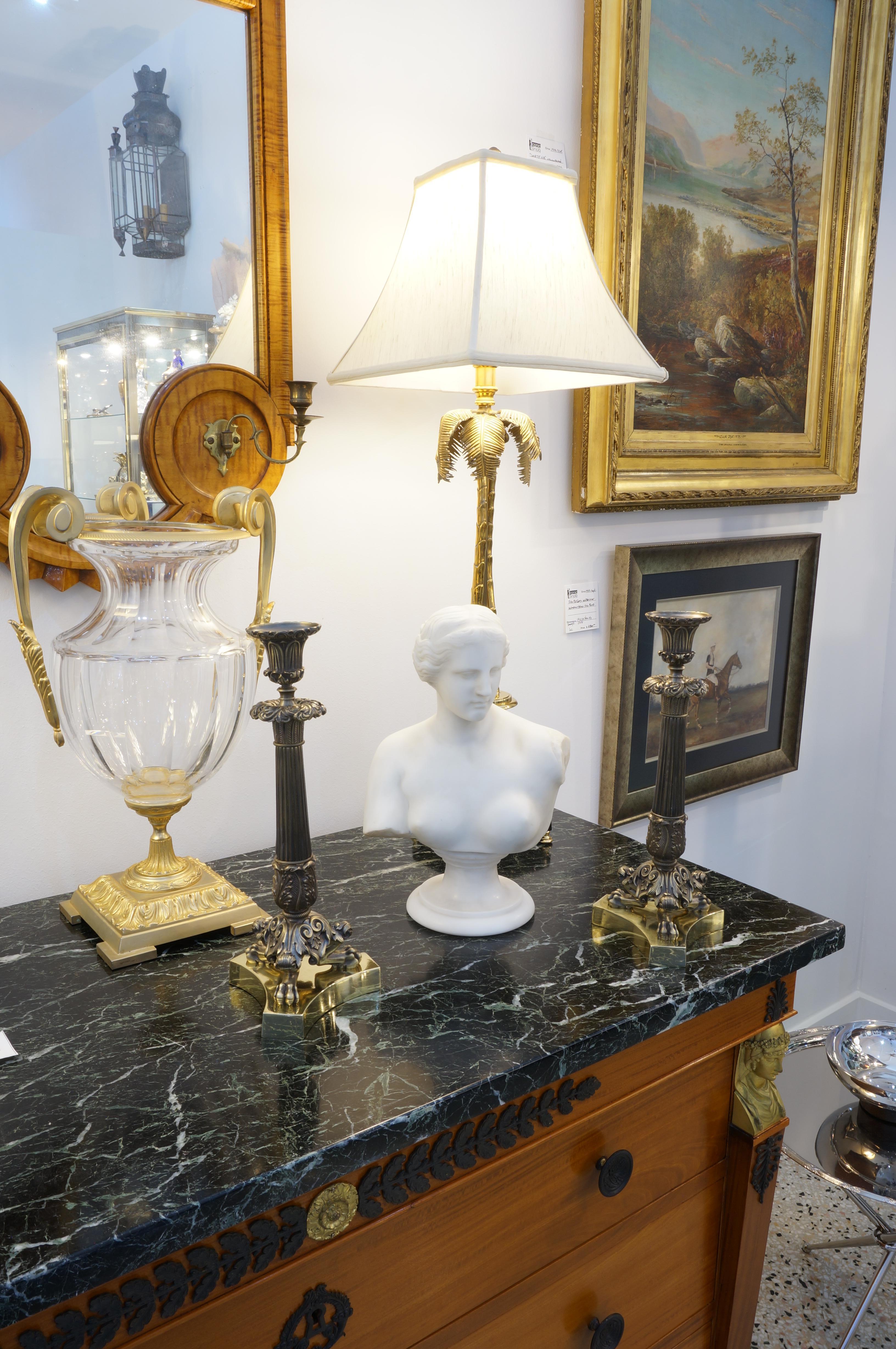 Pair of Neo Classical Bronze Candlesticks For Sale 3