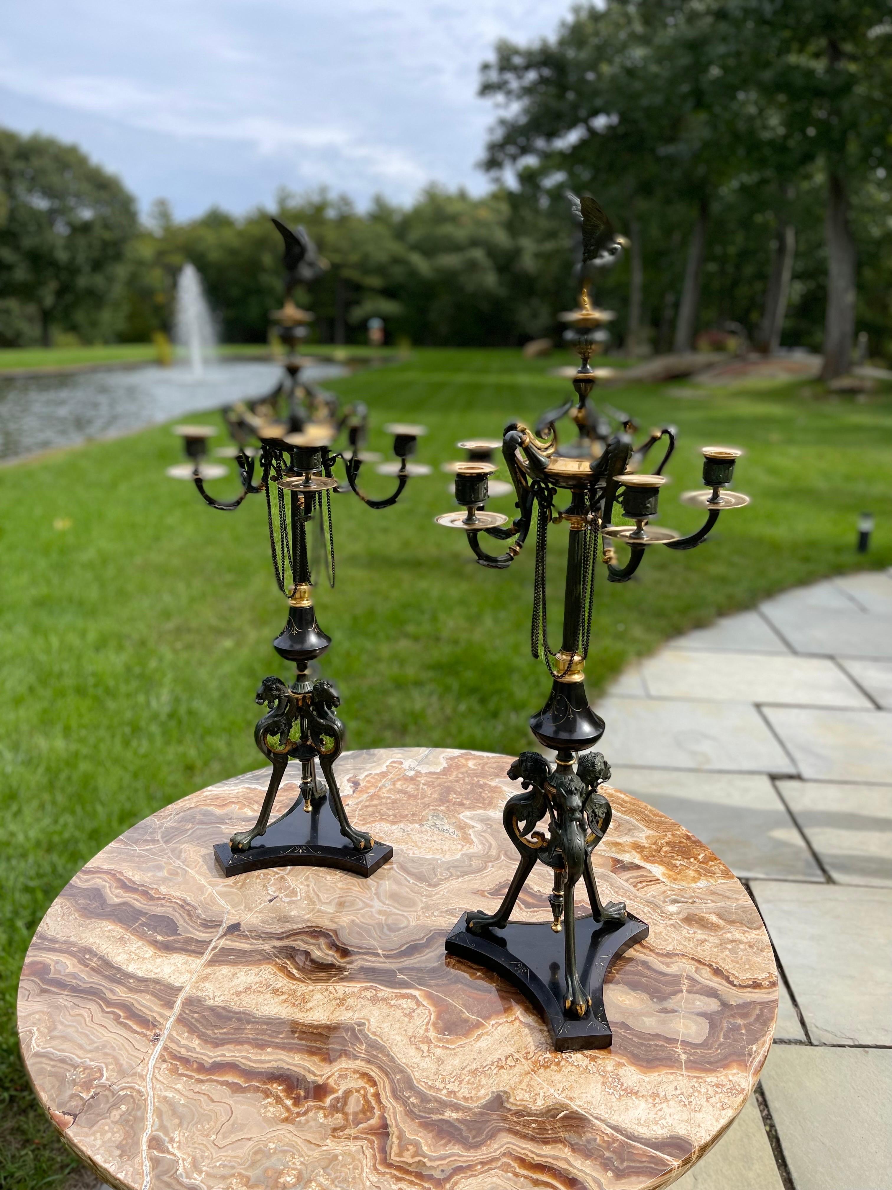 Pair of Neo-Classical Candelabra by Barbedienne For Sale 7