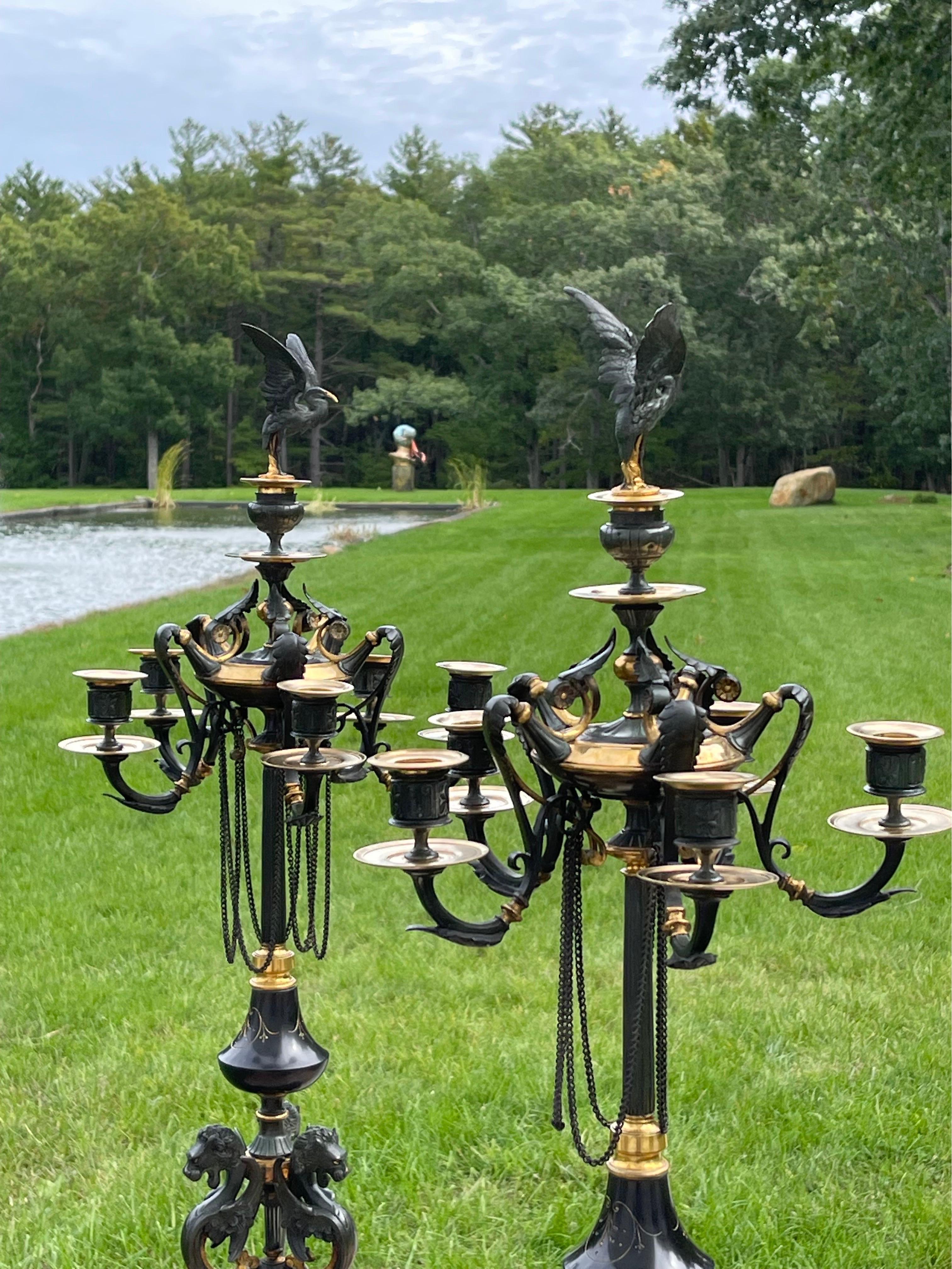 Pair of Neo-Classical Candelabra by Barbedienne For Sale 8