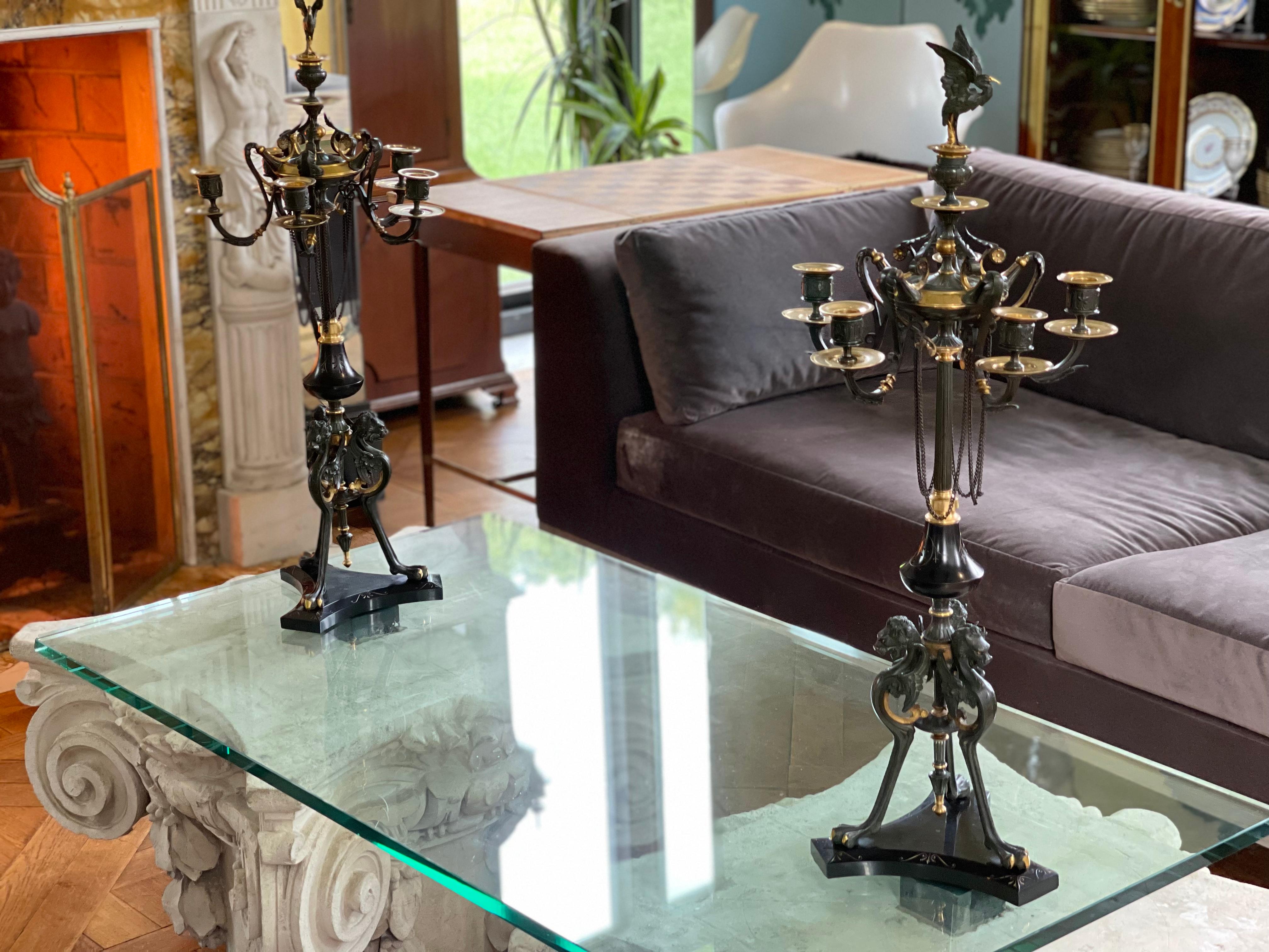 Pair of Neo-Classical Candelabra by Barbedienne For Sale 11