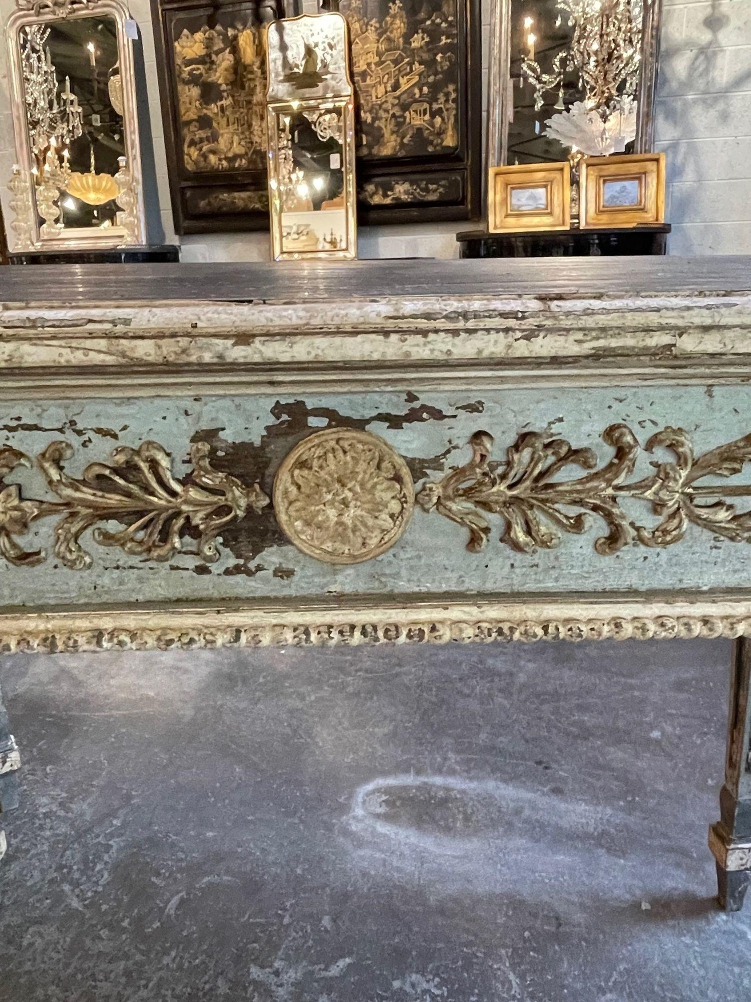 Hand-Carved Pair of Neo-Classical Carved and Painted Consoles