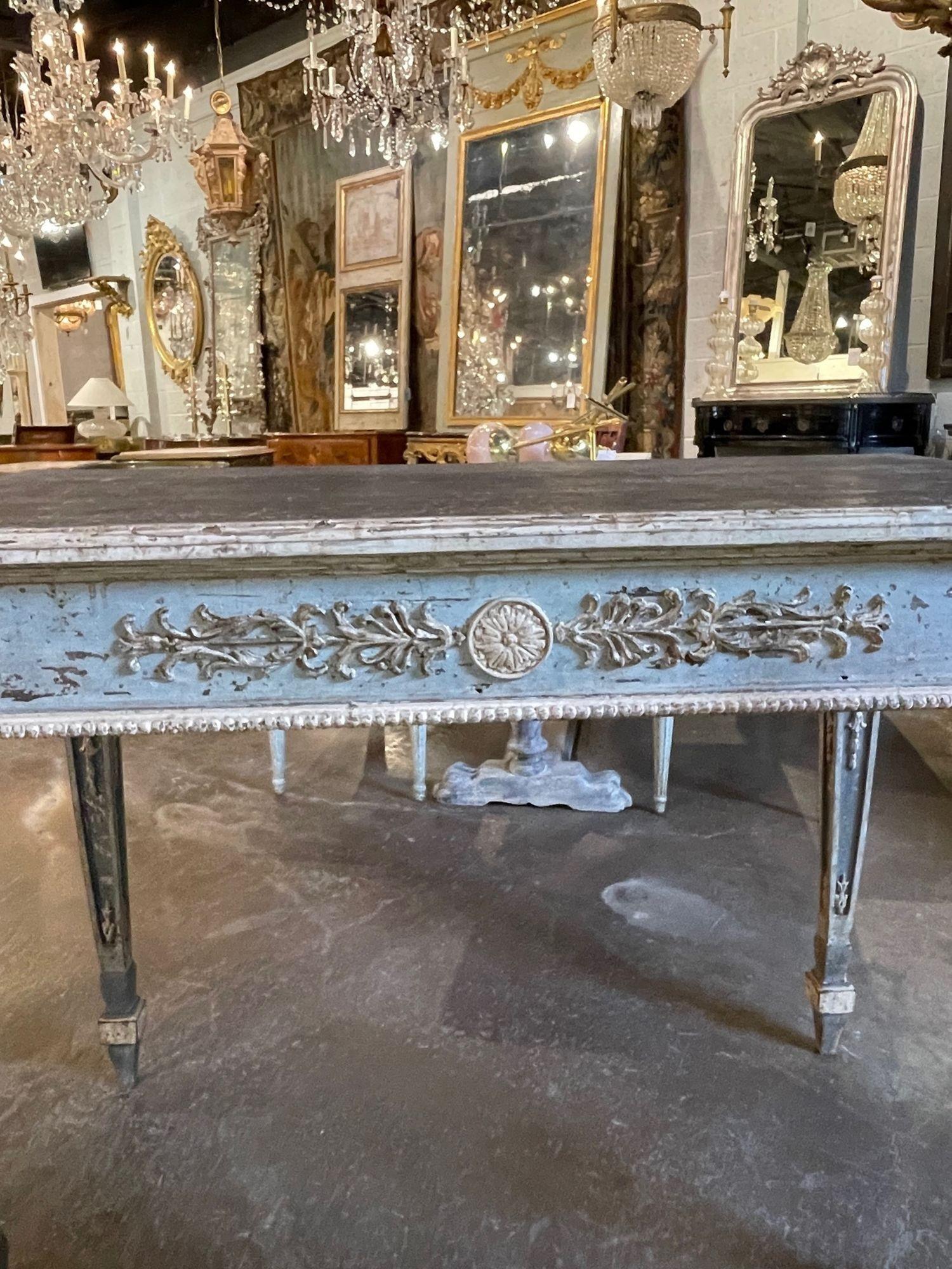 Pair of Neo-Classical Carved and Painted Consoles In Good Condition In Dallas, TX