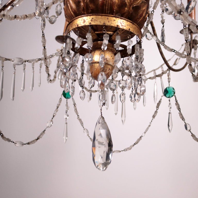Pair of NeoClassical Chandeliers Mirror Glass Shear Plate Geona, 1700
