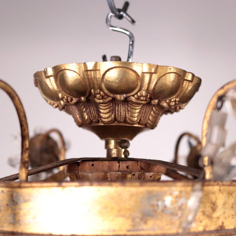 Pair of NeoClassical Chandeliers Mirror Glass Shear Plate Geona, 1700