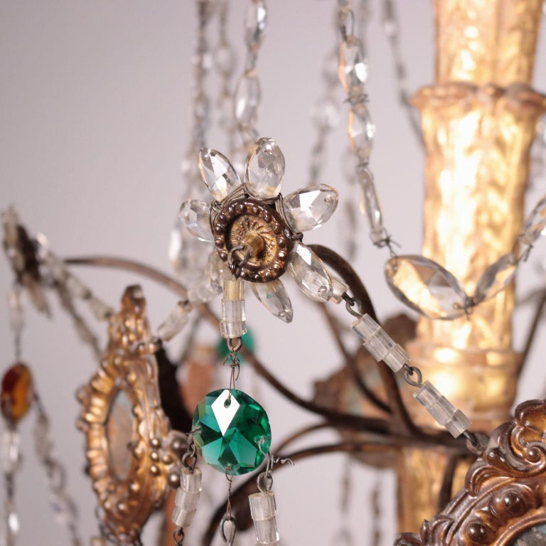 Pair of NeoClassical Chandeliers Mirror Glass Shear Plate Geona, 1700