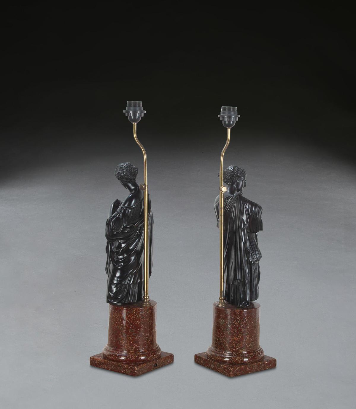 Neoclassical Pair of Neo-Classical Figural Lamps For Sale
