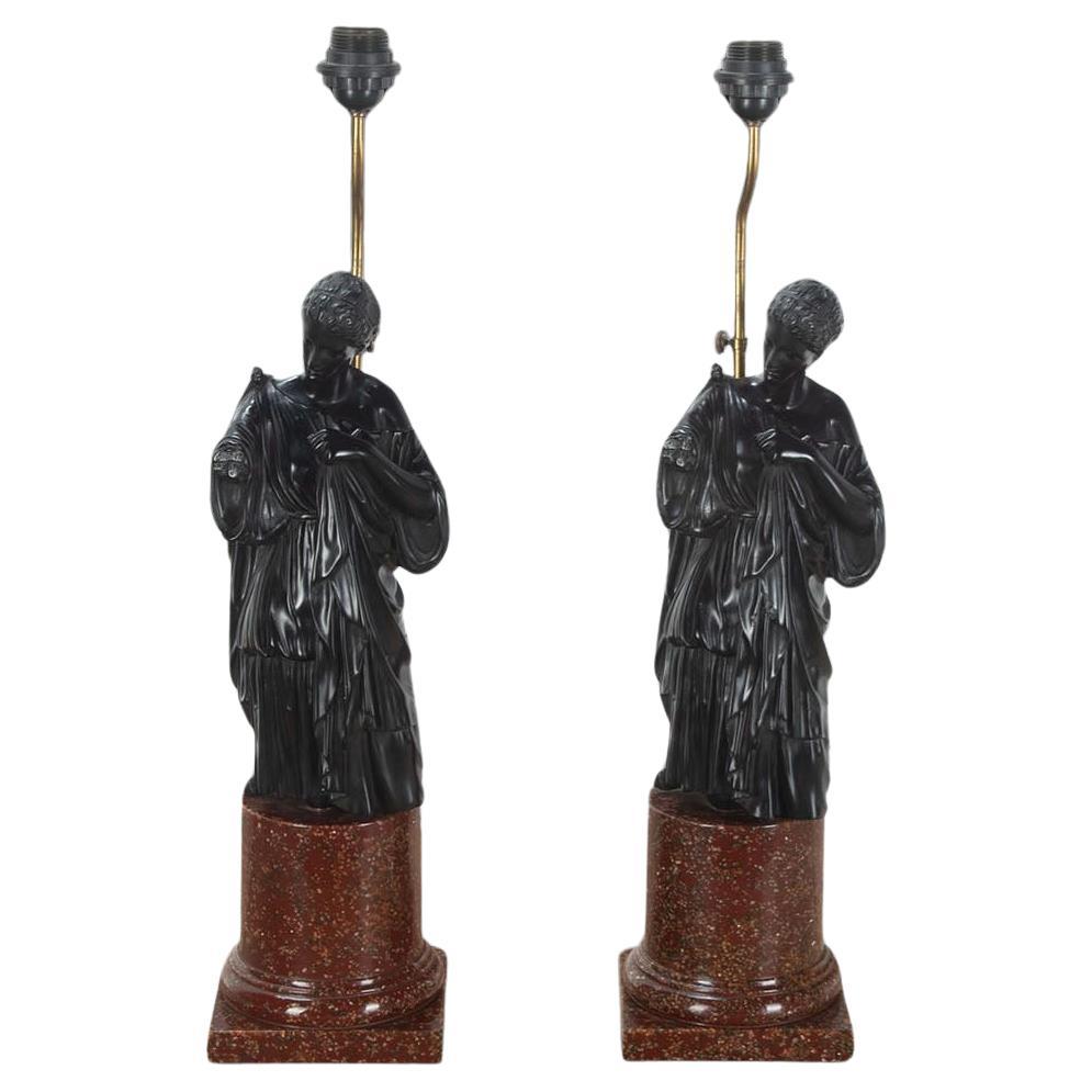 Pair of Neo-Classical Figural Lamps For Sale