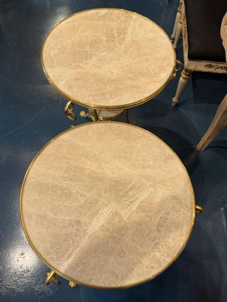 Pair of Neo-Classical Gilt Bronze and Marble Side Tables In Good Condition For Sale In Dallas, TX