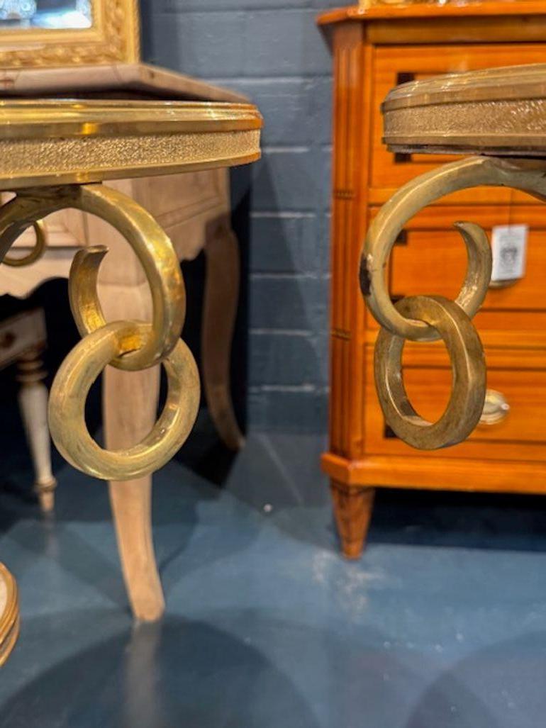 20th Century Pair of Neo-Classical Gilt Bronze and Marble Side Tables For Sale