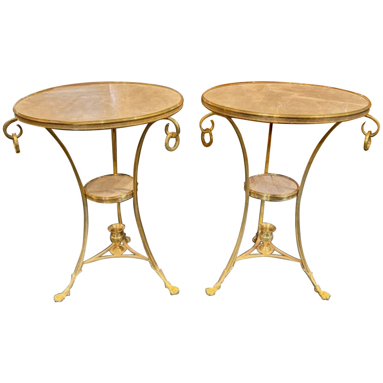 Pair of Neo-Classical Gilt Bronze and Marble Side Tables For Sale