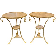 Pair of Neo-Classical Gilt Bronze and Marble Side Tables
