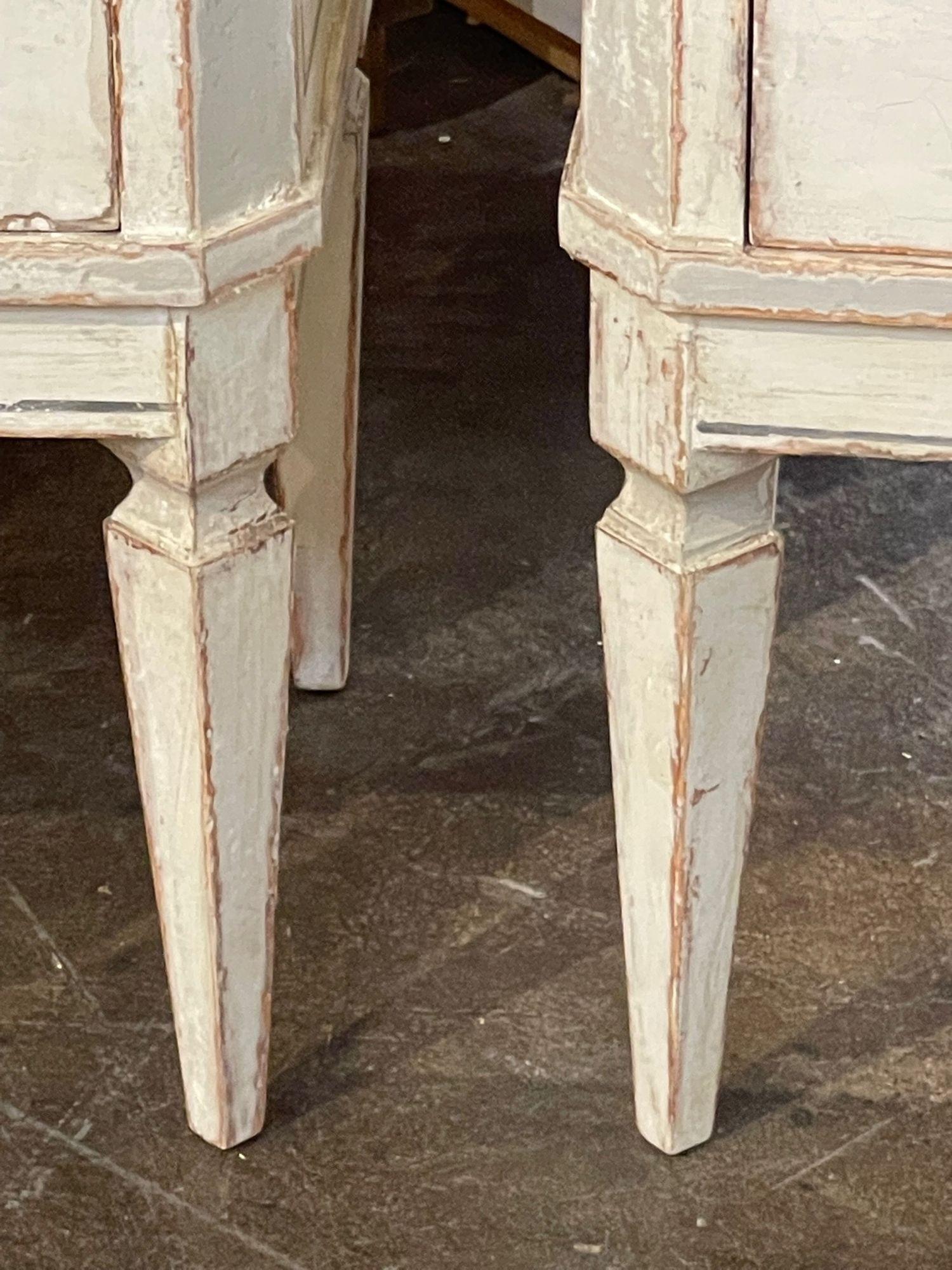 Neoclassical Pair of Neo-Classical Hand Painted 2 Drawer Side Tables from Germany