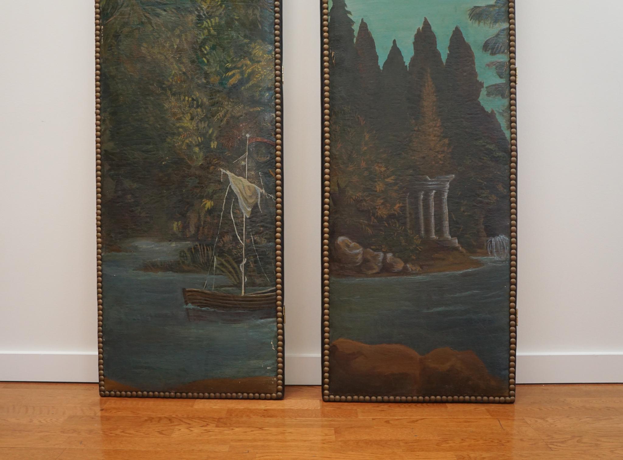 Hand-Crafted Pair of Neo-Classical Painted Canvas Panels For Sale