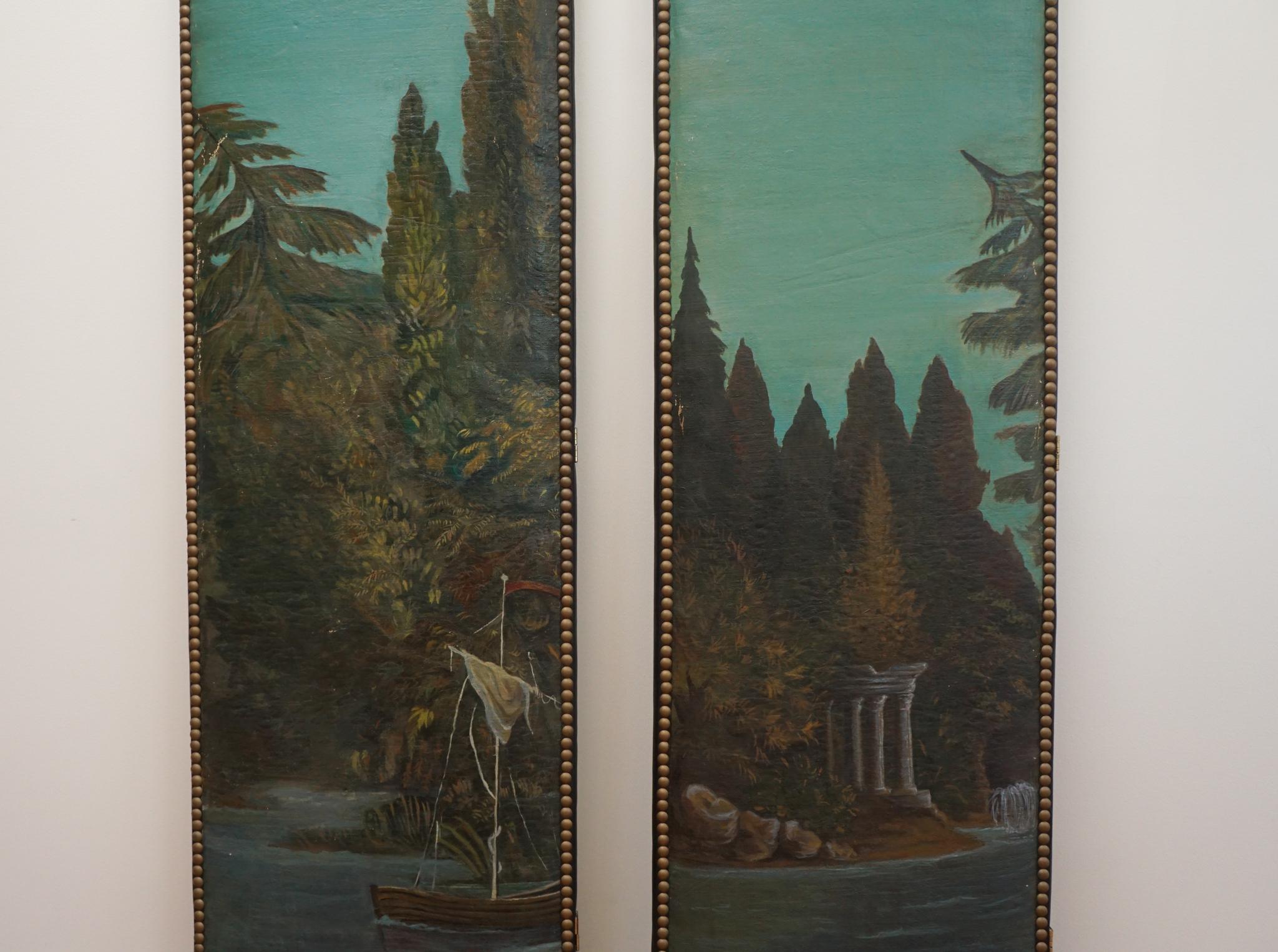 19th Century Pair of Neo-Classical Painted Canvas Panels For Sale