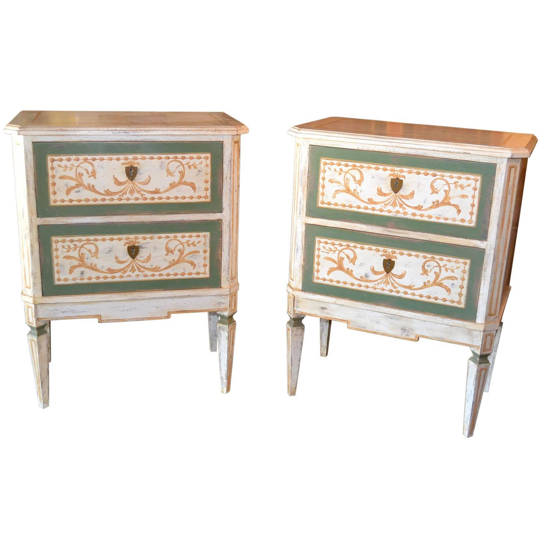 Pair of Neoclassical Painted Chests