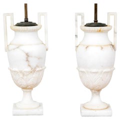 Pair Of Neo-Classical Style Alabaster Vases Mounted As Lamps