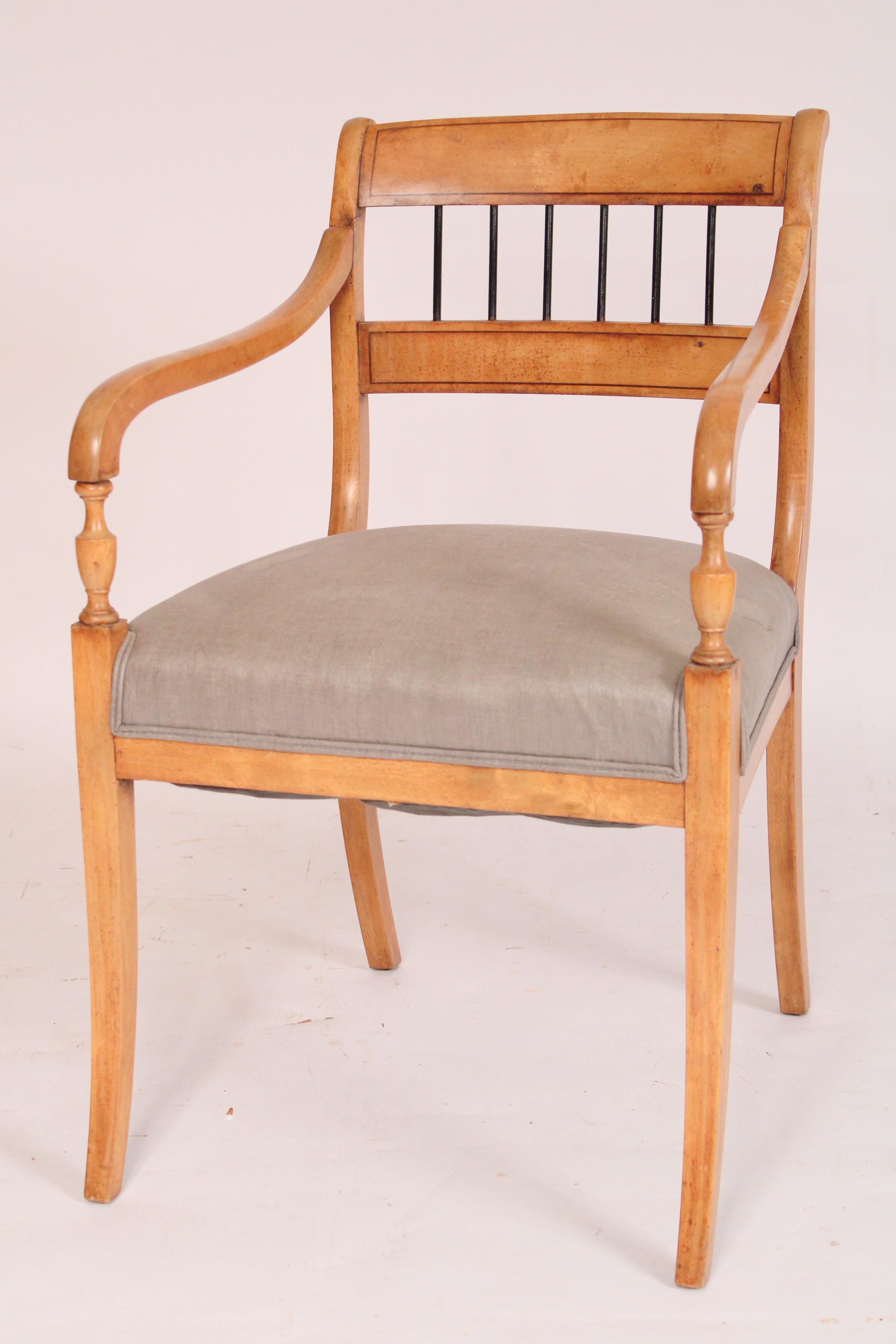 European Pair of Neo Classical Style Beech Wood Armchairs For Sale