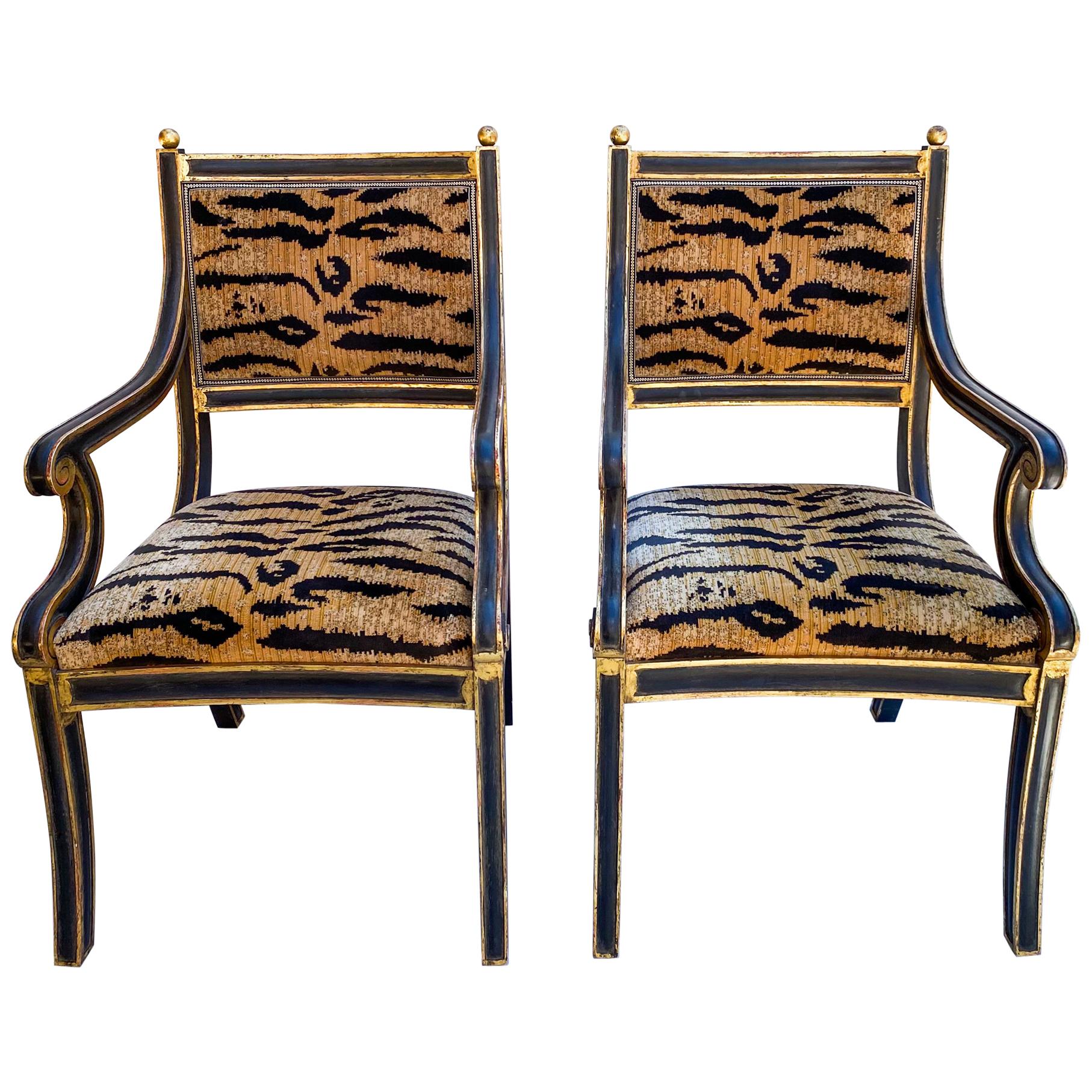 Pair of Neo-Classical Style Bergère Chairs by Jerry Pair for Formations 