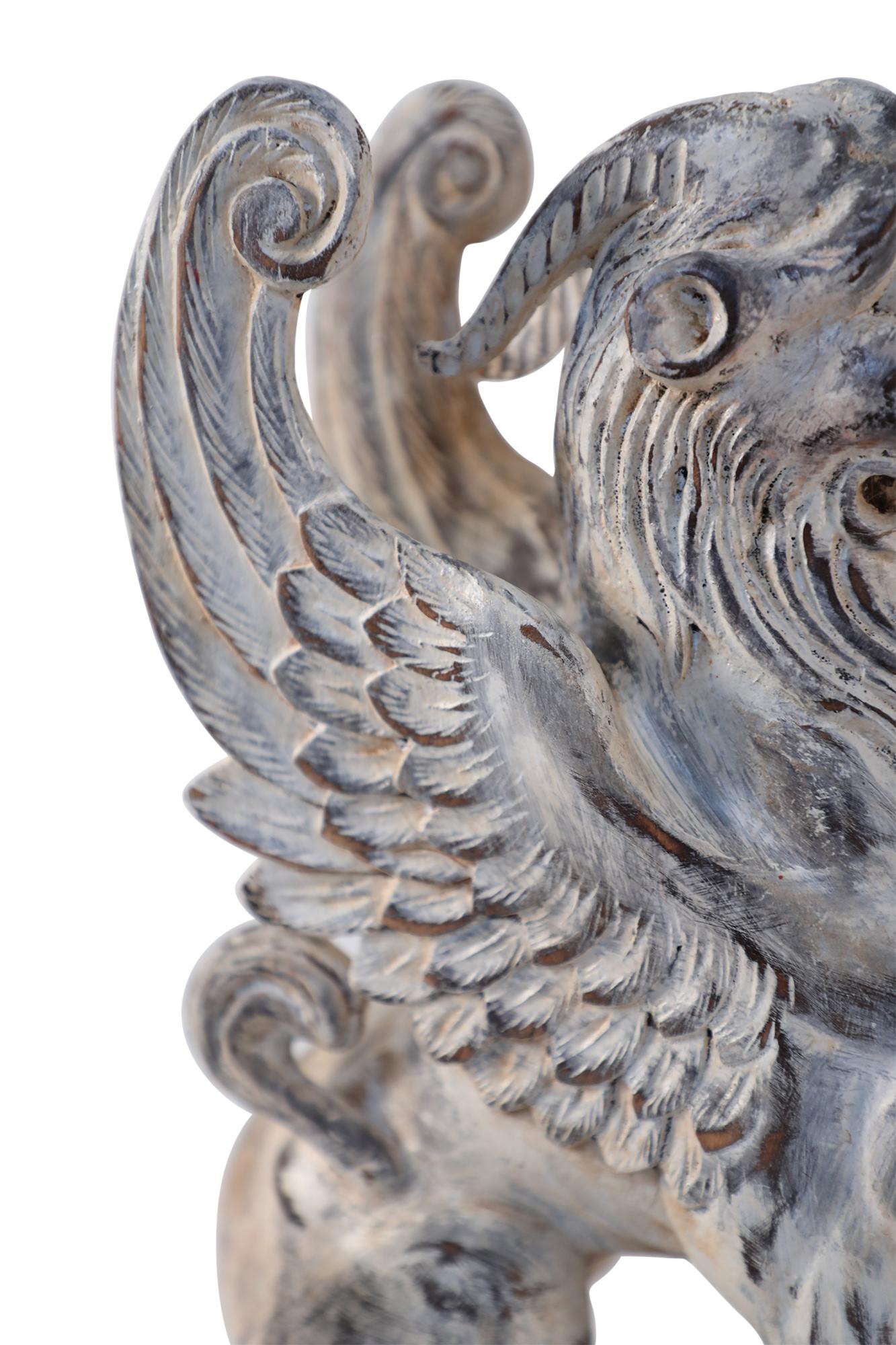 Pair of Neo-Classical Style Carved Chimera Form Candle Holders / Bookends For Sale 6