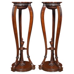 Pair of Neo classical style carved mahogany stands