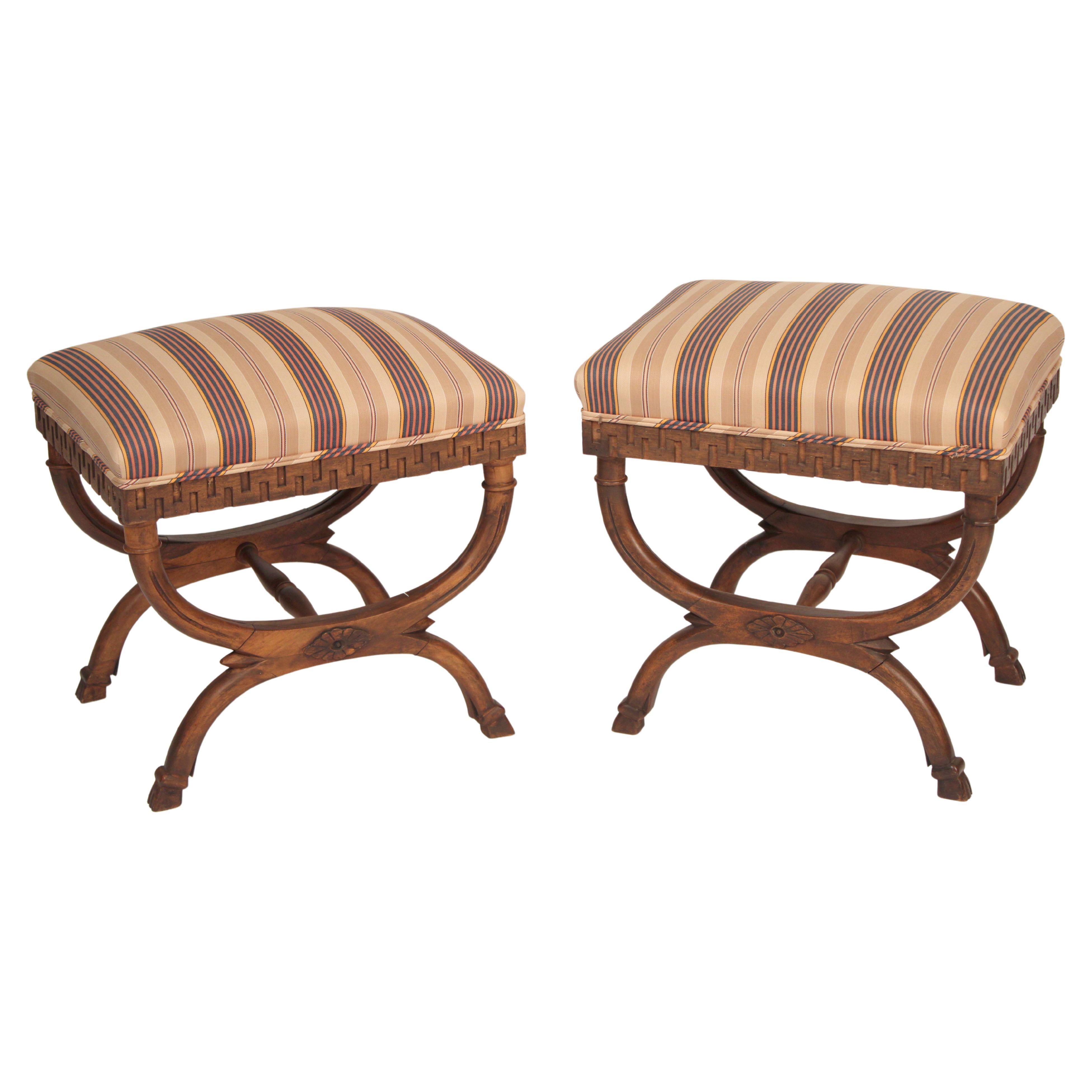 Pair of Neo Classical Style Curule Form Benches at 1stDibs