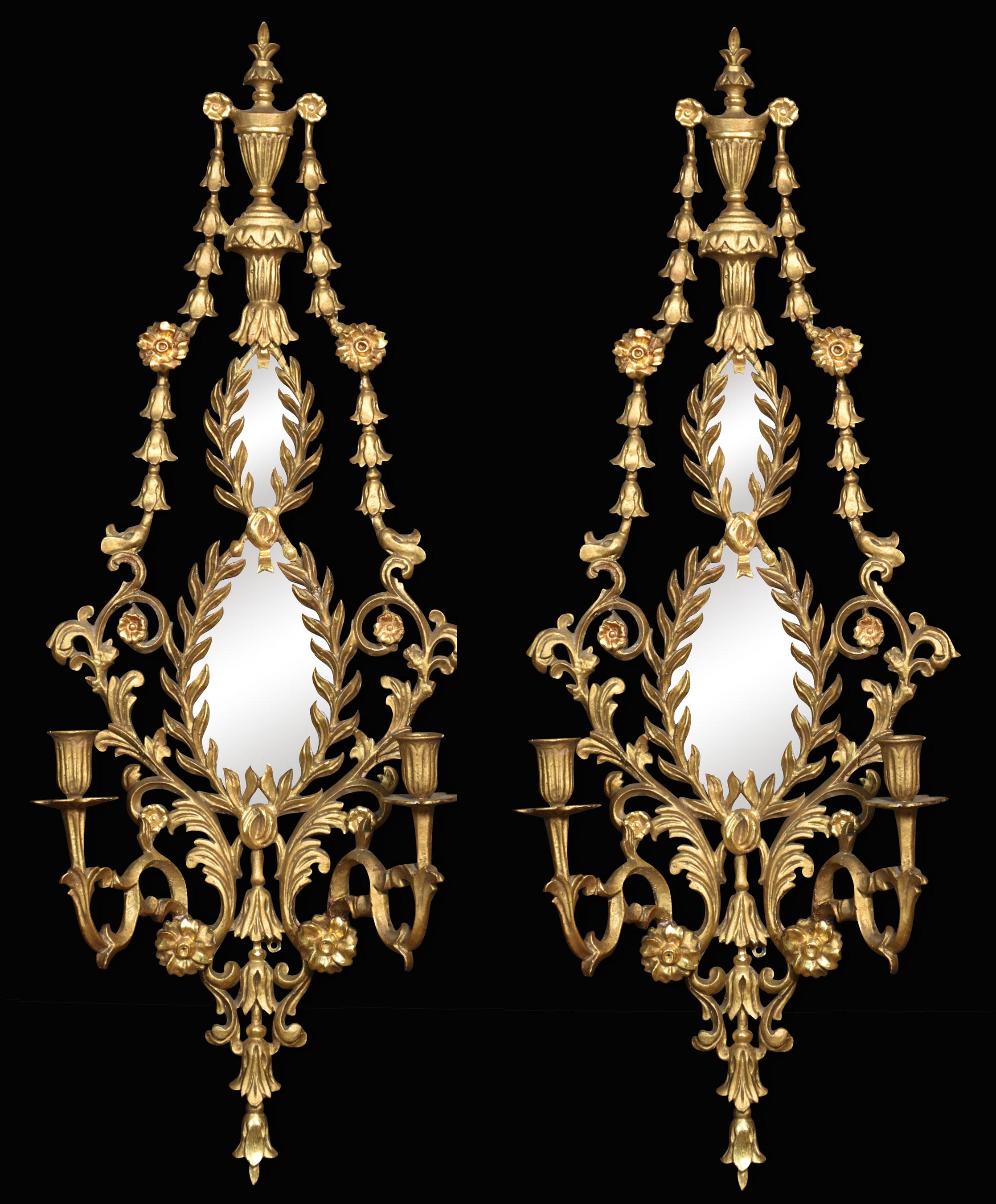 Pair of Neo-Classical style giltwood girandoles For Sale 1
