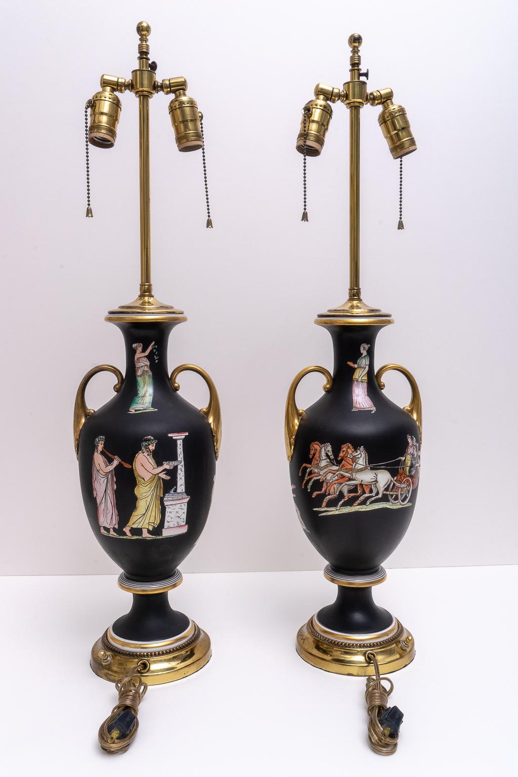 Grand Tour Pair of Neoclassical Table Lamps For Sale